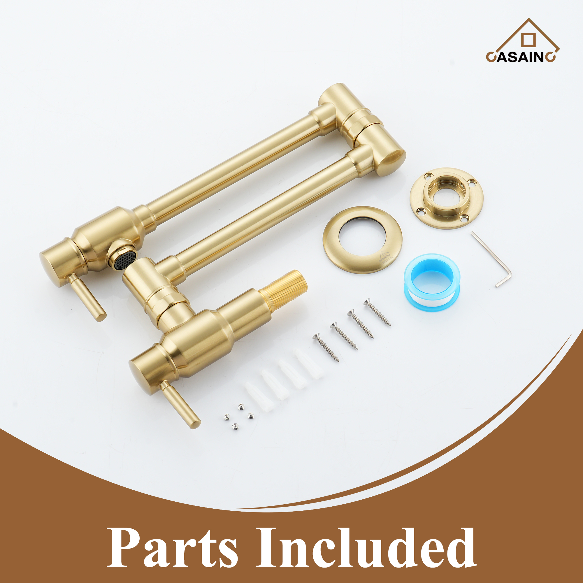 Double Handles Wall-Mounted Folding Pot Filler Space-Saving