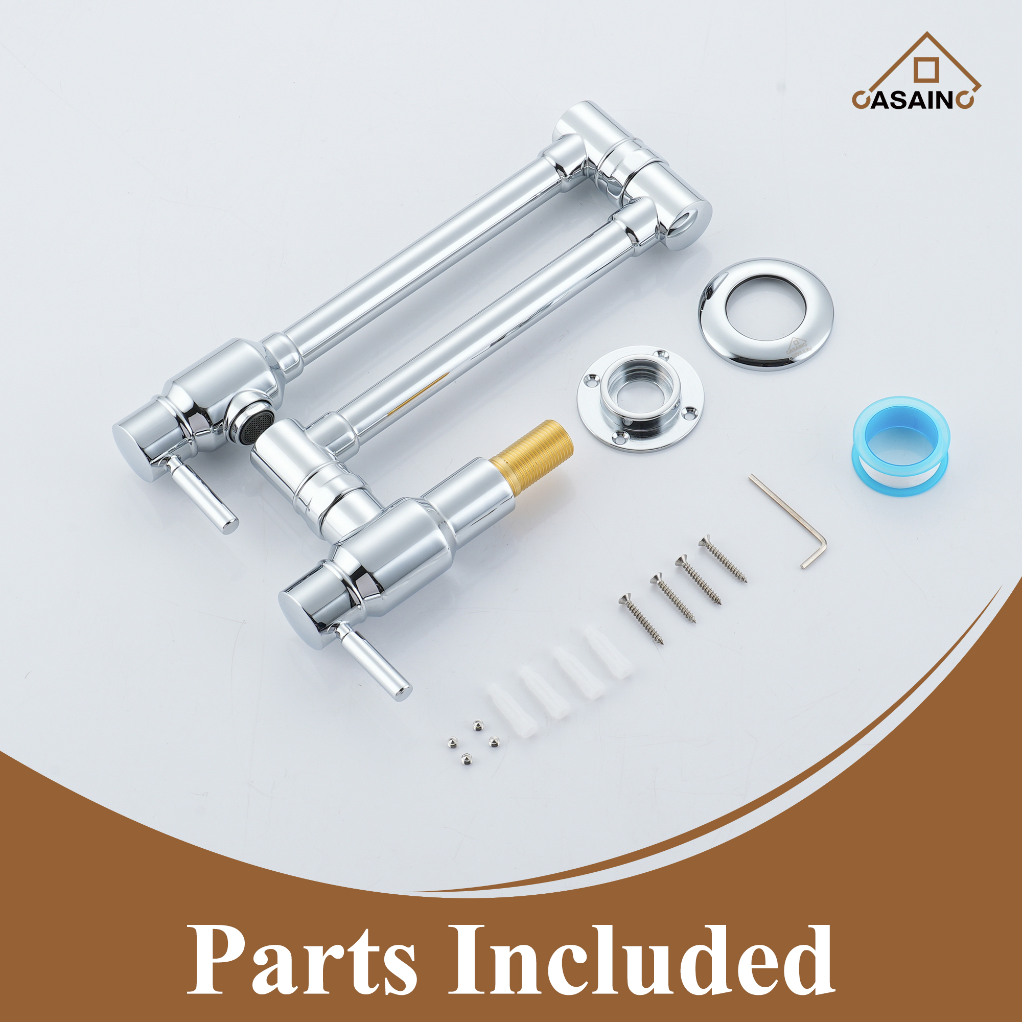 Double Handles Wall-Mounted Folding Pot Filler Space-Saving