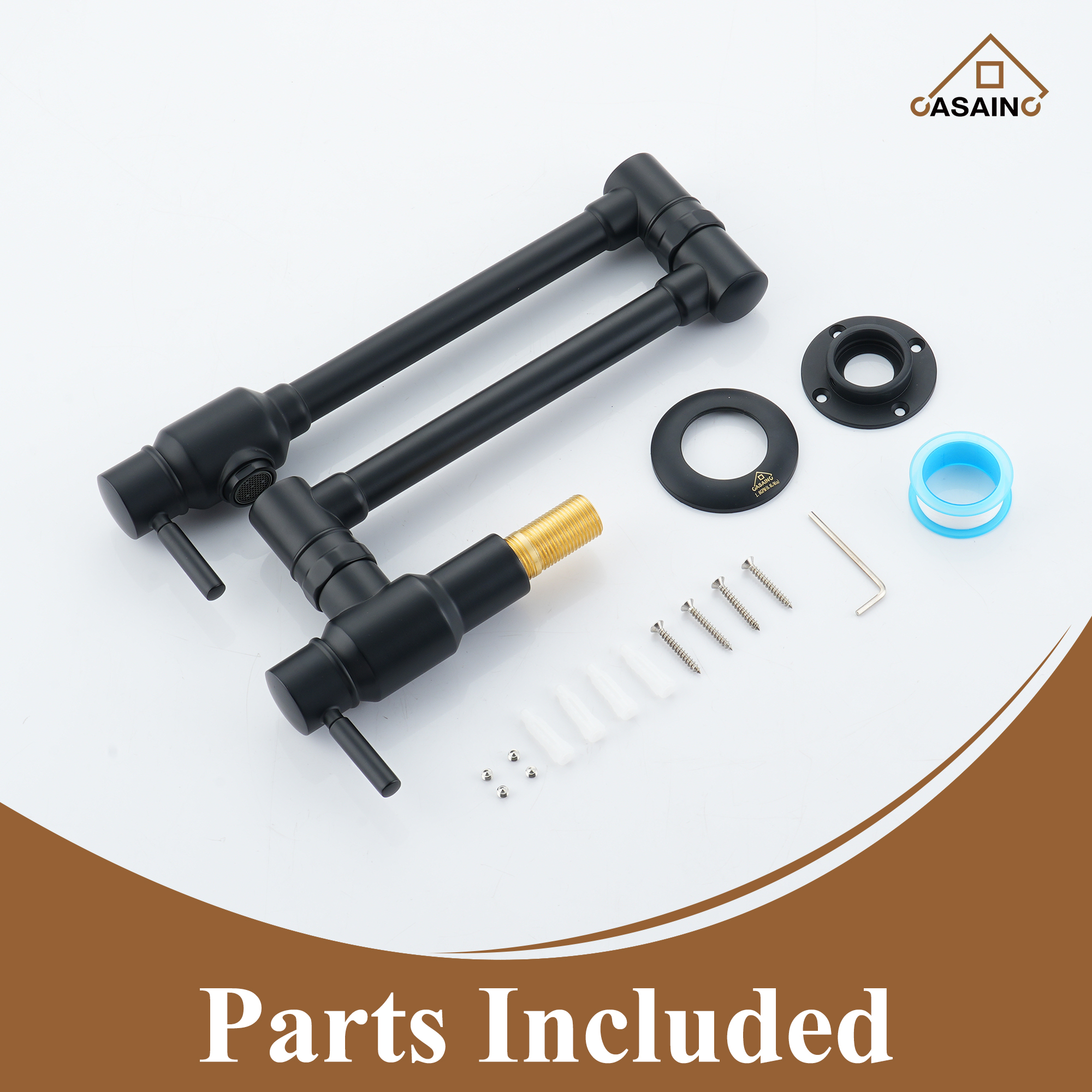 Double Handles Wall-Mounted Folding Pot Filler Space-Saving