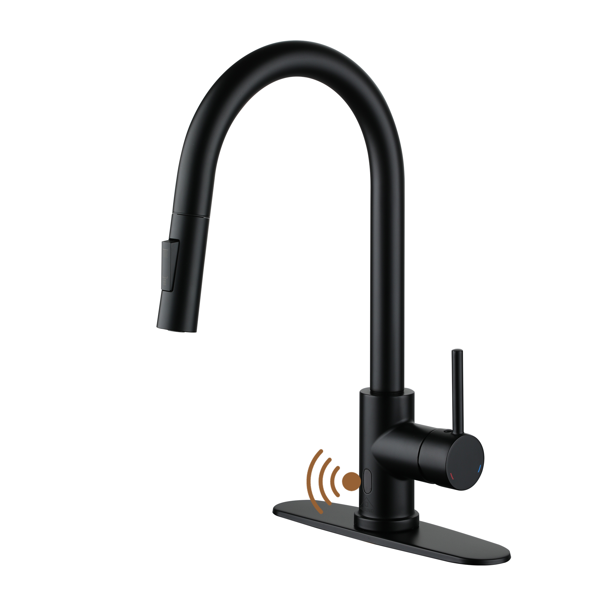 Matte Black Touchless Kitchen Faucet with Pull-Down Sprayer