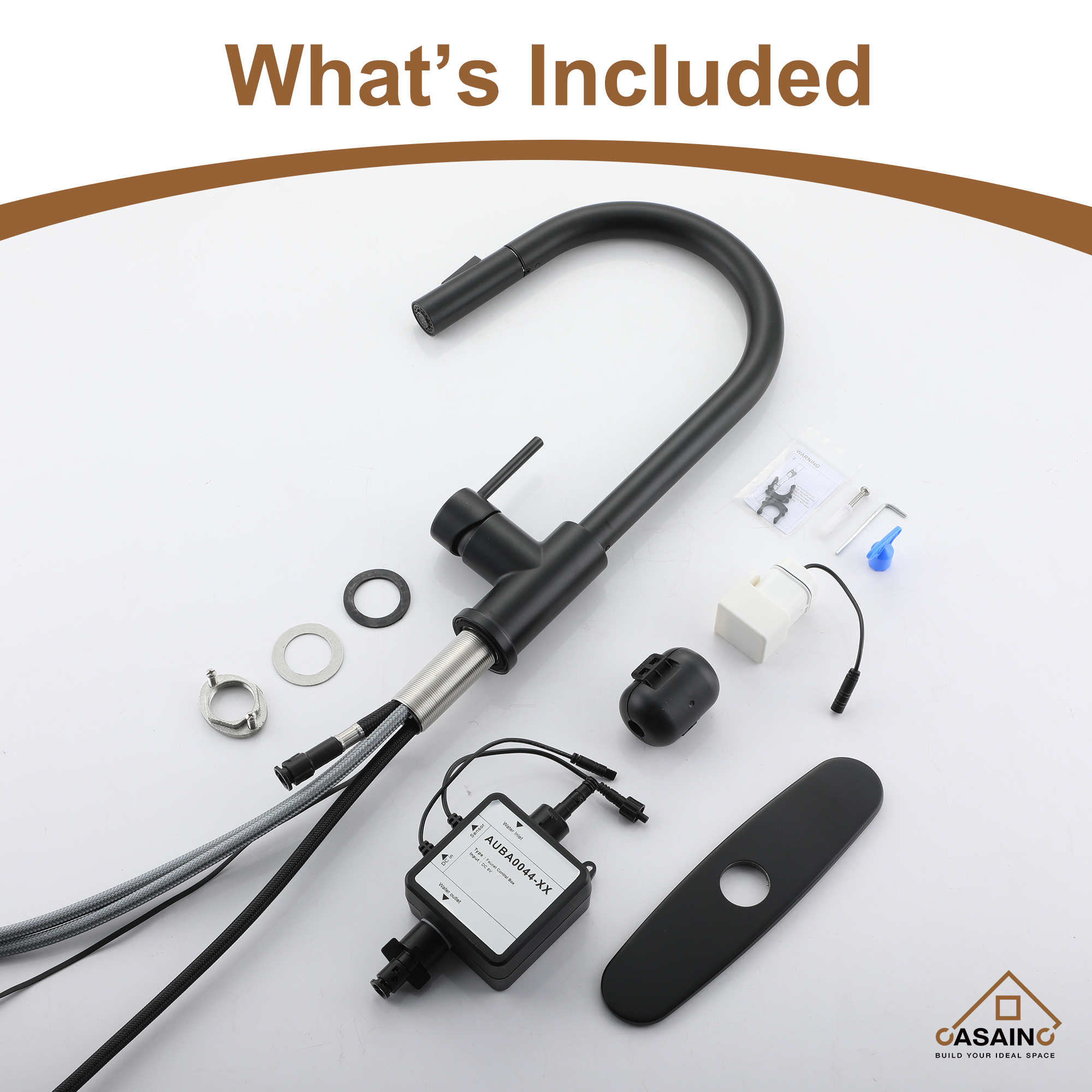 Matte Black Touchless Kitchen Faucet with Pull-Down Sprayer