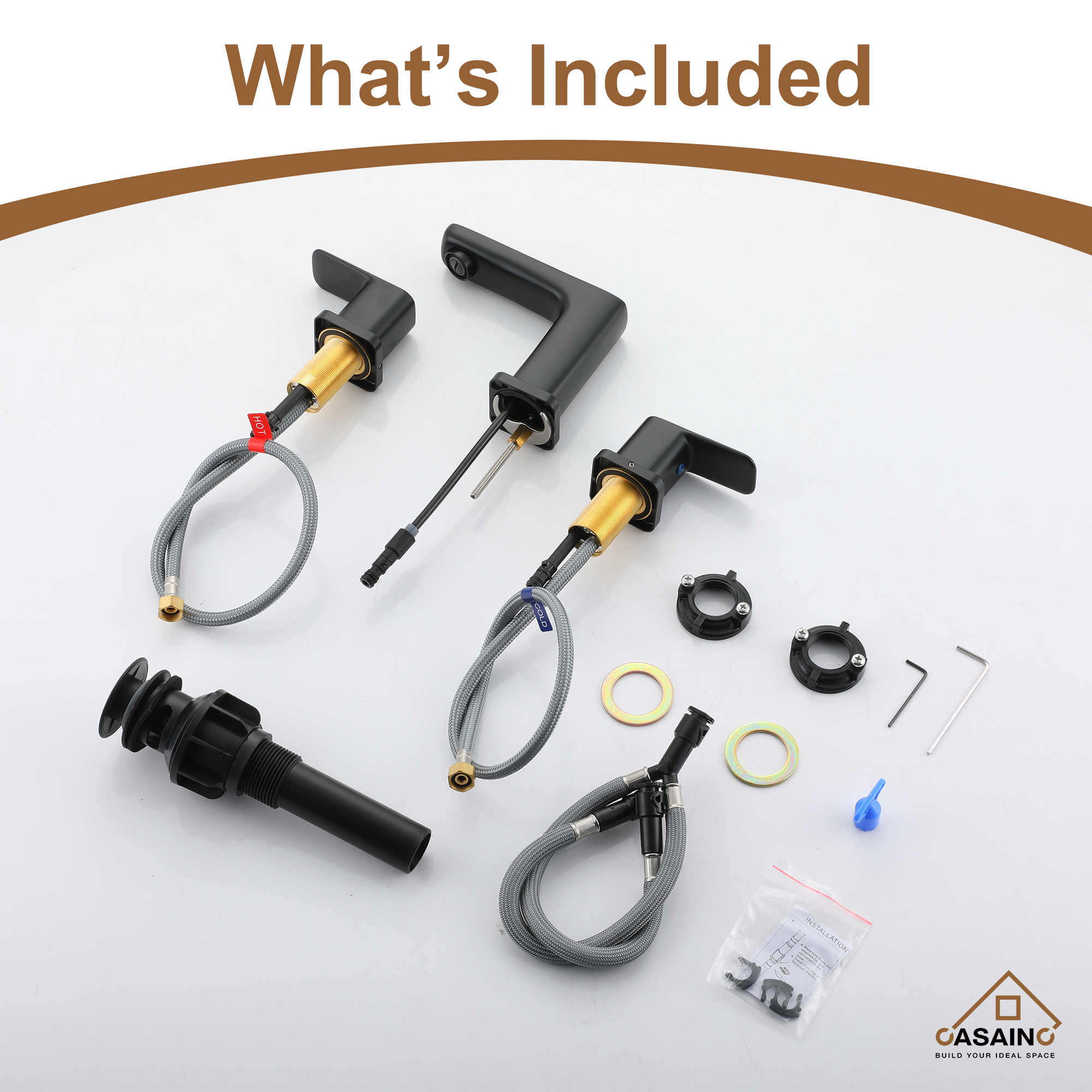 Luxurious 8-Inch Bathroom Sink Faucet Set with Dual Handles, Matte Black Finish