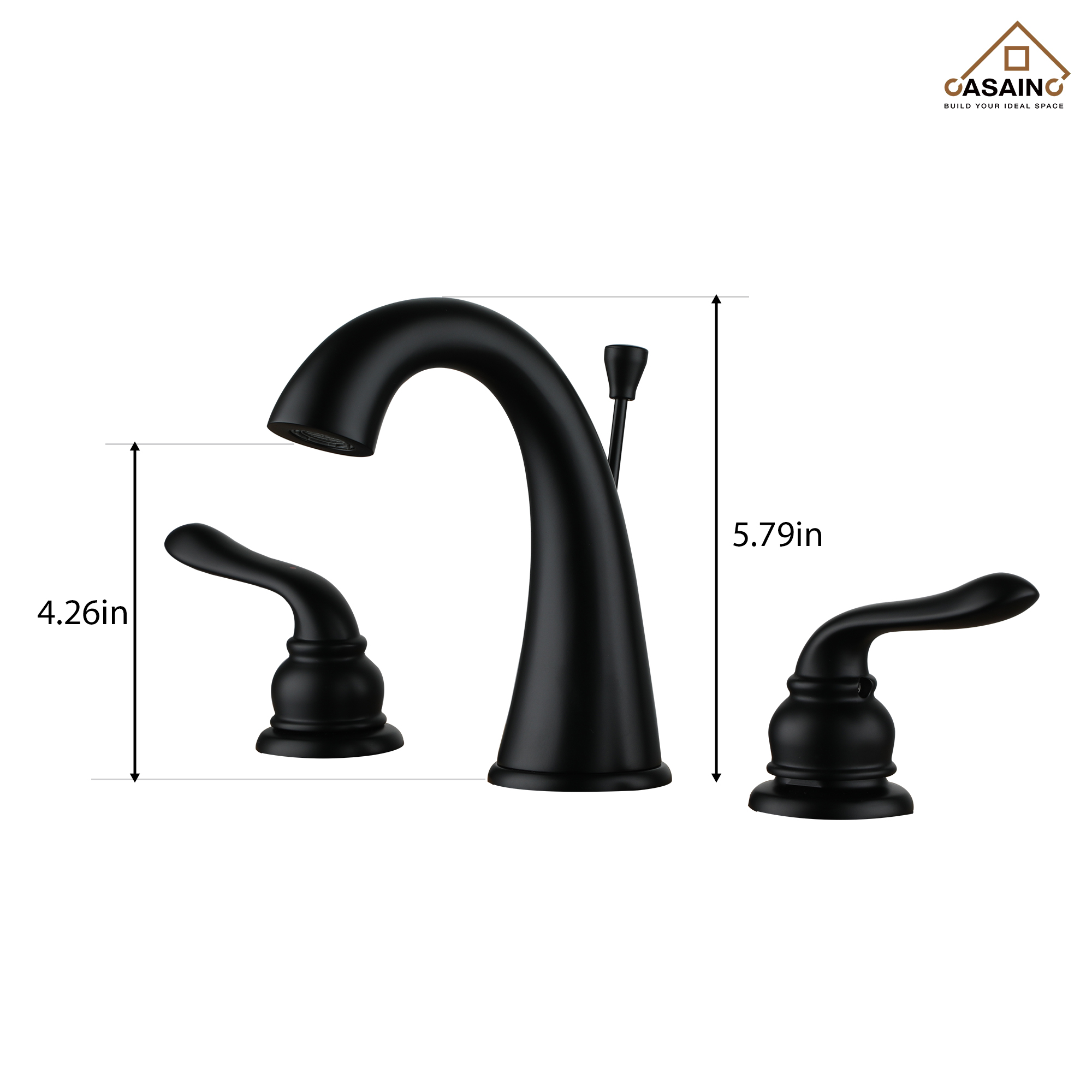 Luxurious Bathroom Sink Faucet Set with Dual Handles and Drain Parts, Matte Black Finish