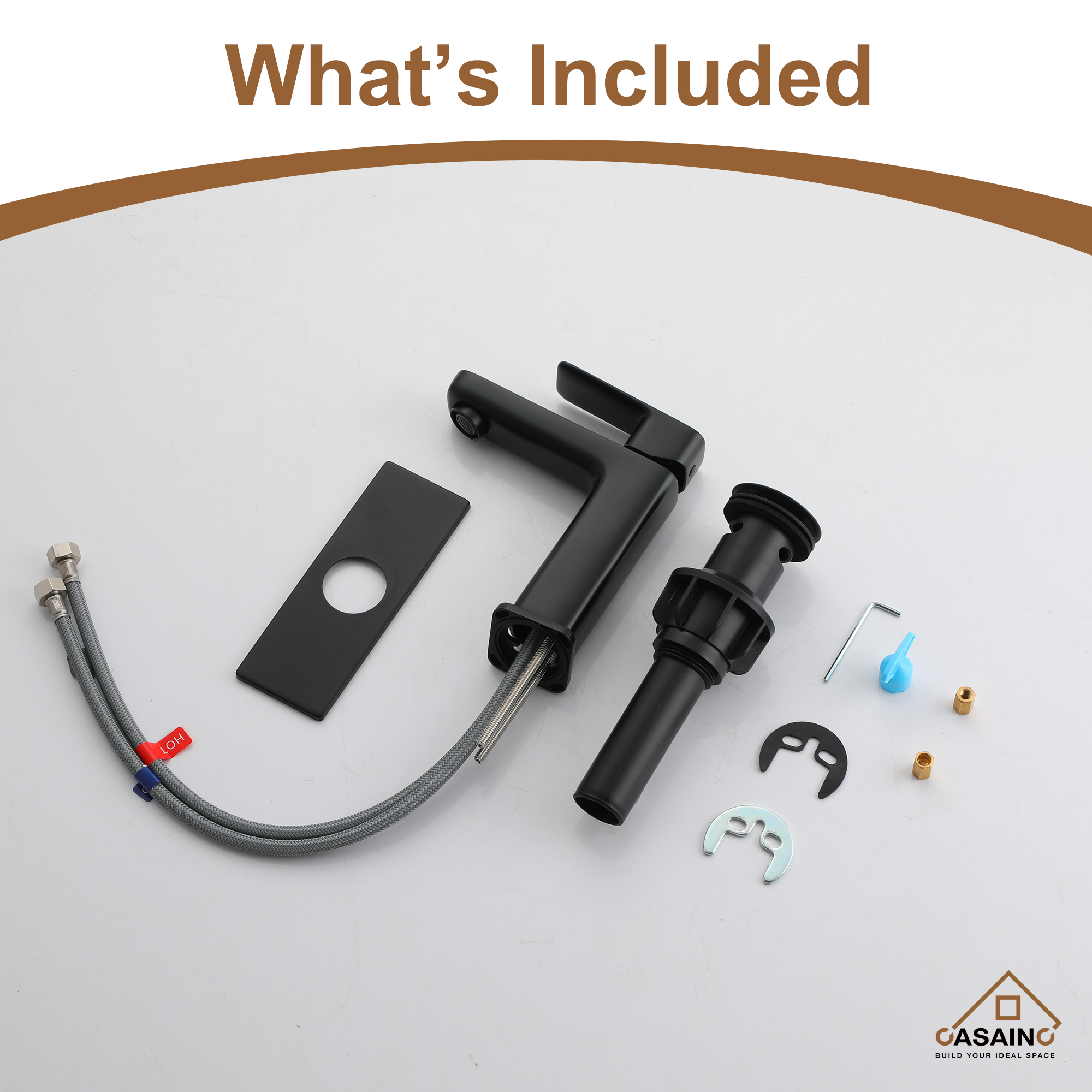 Single Handle Bathroom Basin Faucet with Drainer and Deckplate