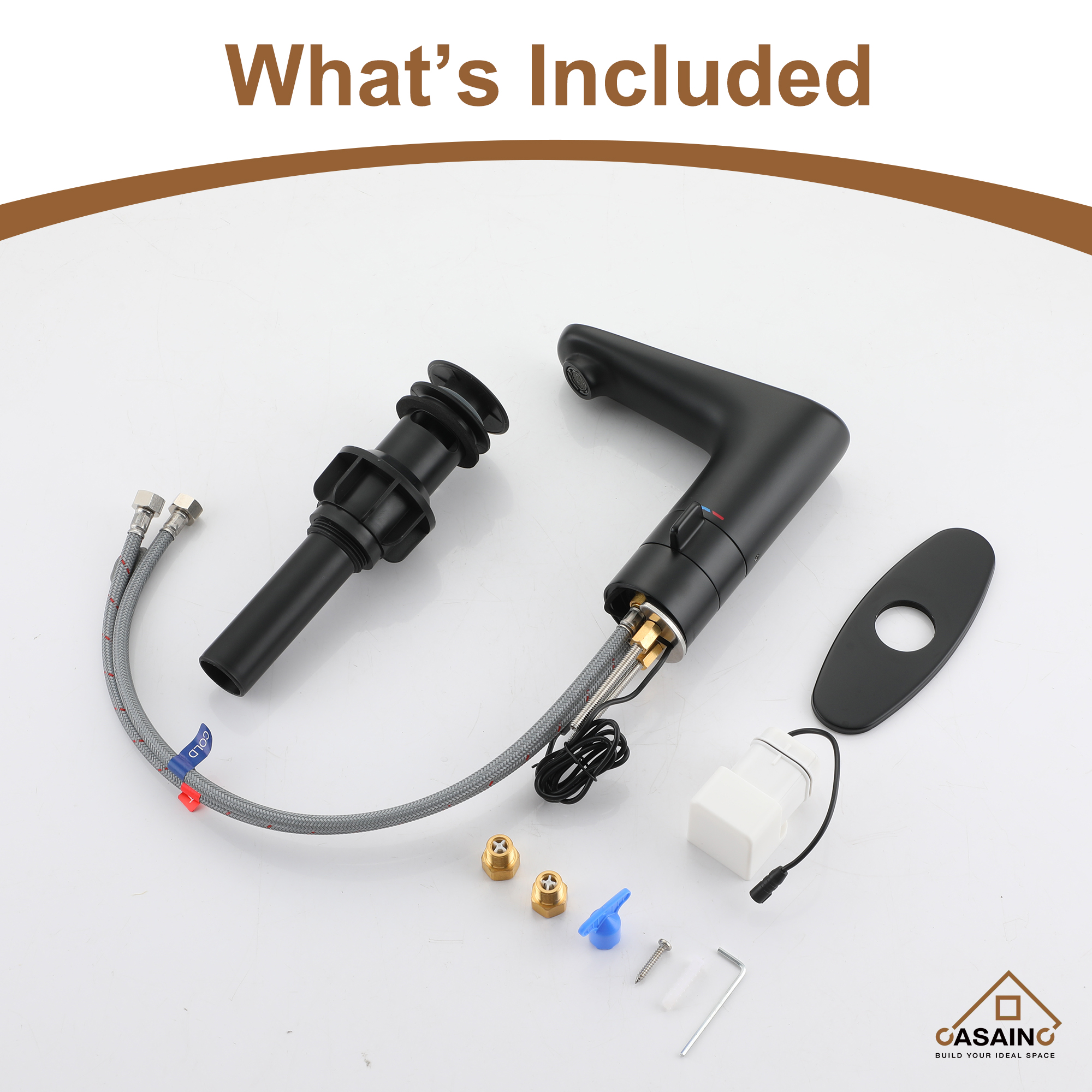 Infrared Sensor Faucet Single Handle Bathroom Basin Faucet with Drainer and Deckplate