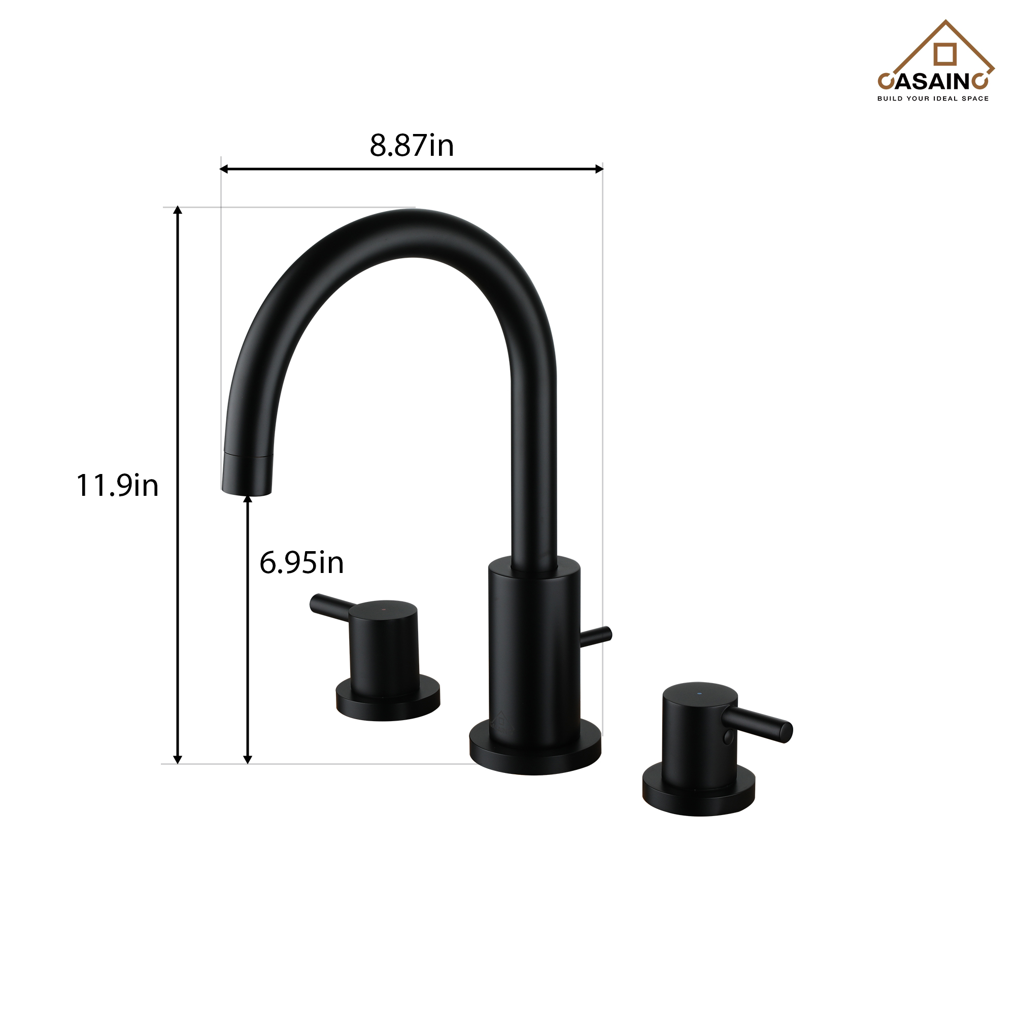 2-Handle Deck-Mount Roman Tub Faucet with Hand Shower in Matte Black