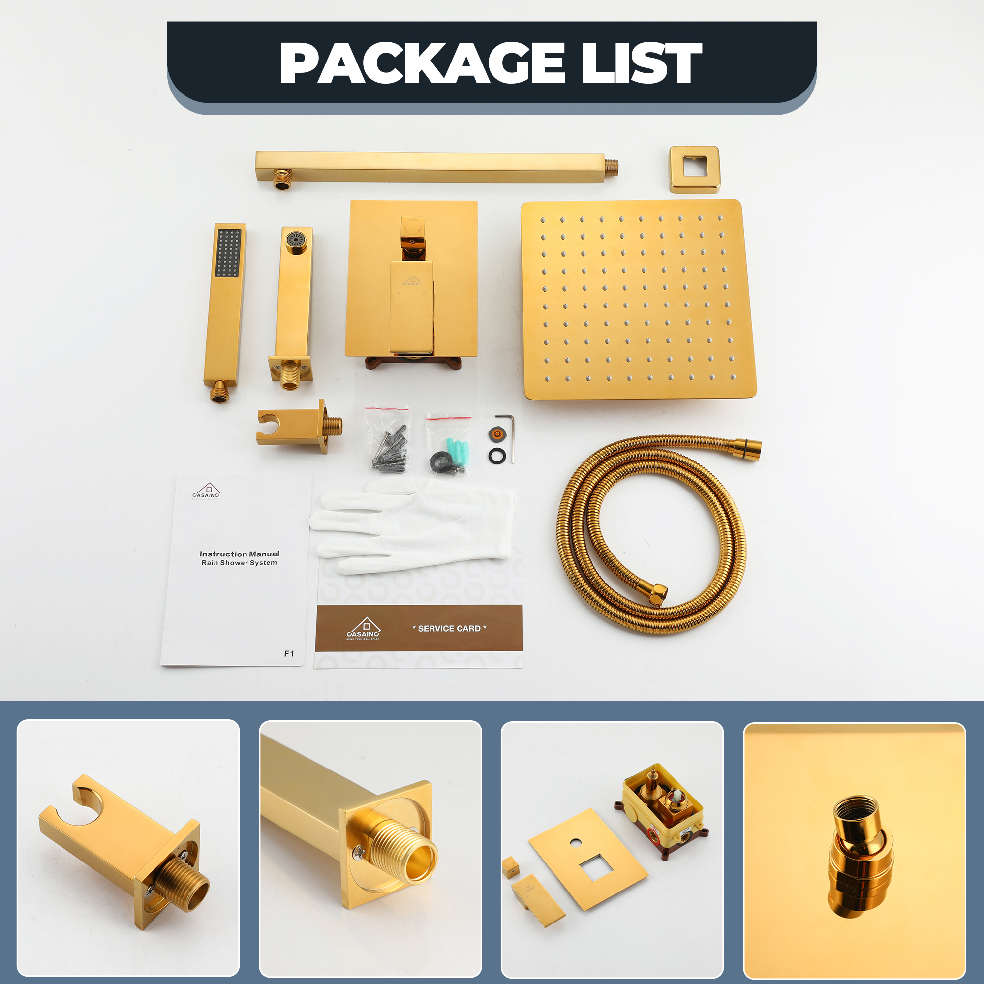 10" Wall Mounted Dual Shower Heads Shower System With Tub Spout 