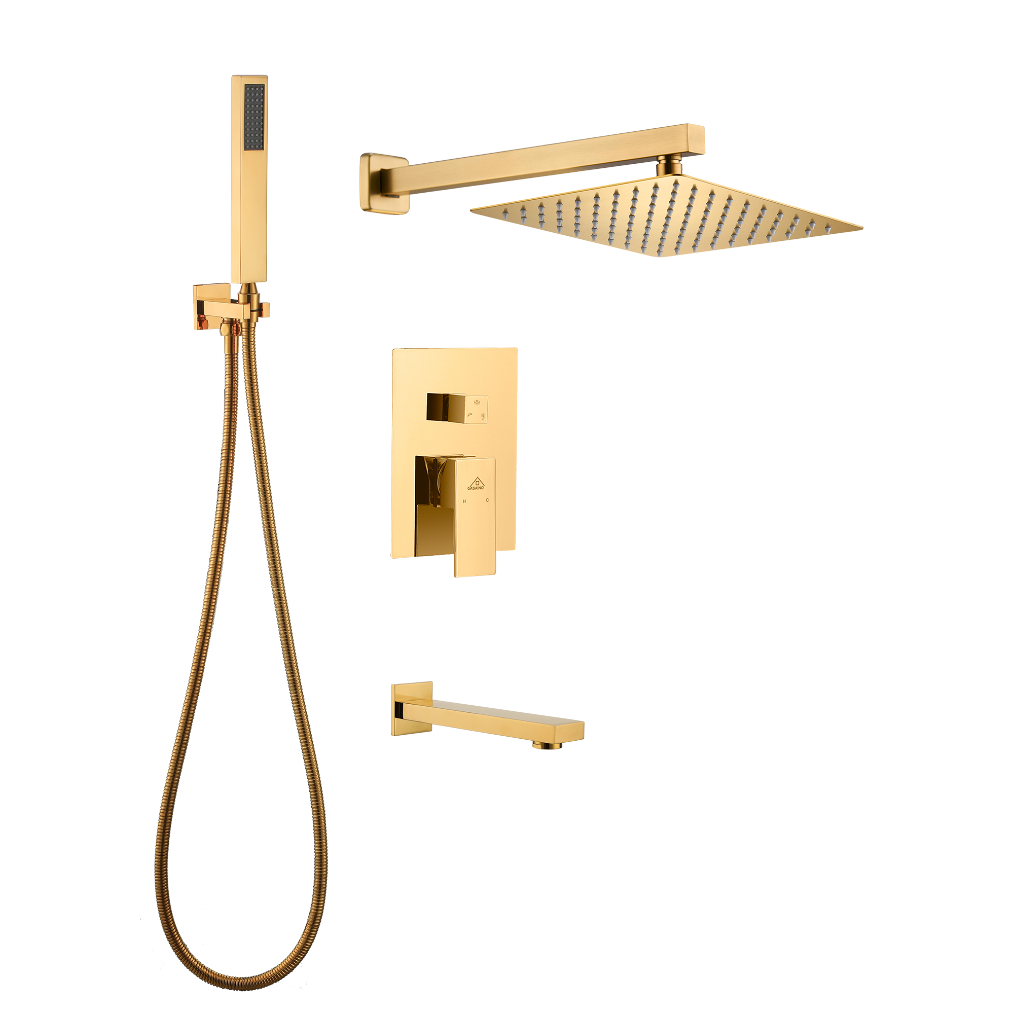 10" Wall Mounted Dual Shower Heads Shower System With Tub Spout 