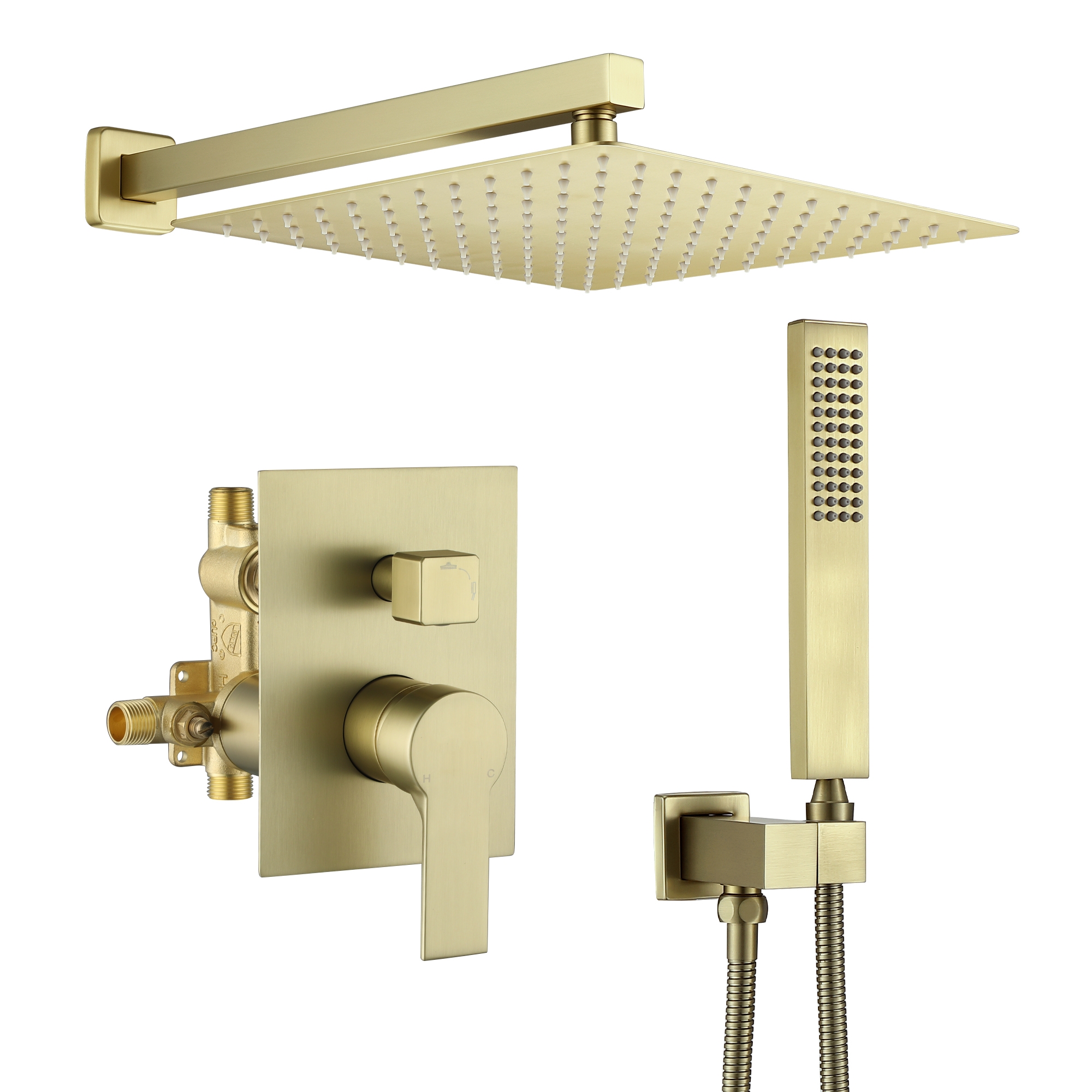 10-inch/12inch Rainfall Shower System With Hand Shower & Pressure-Balanced Valve