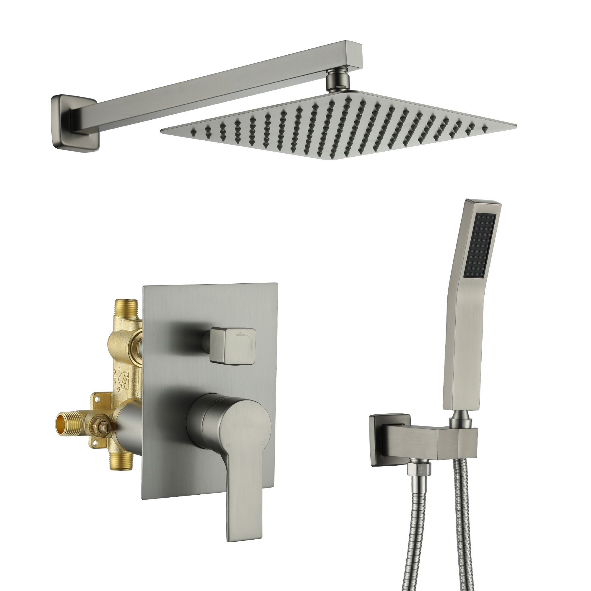 10-inch/12inch Rainfall Shower System With Hand Shower & Pressure-Balanced Valve