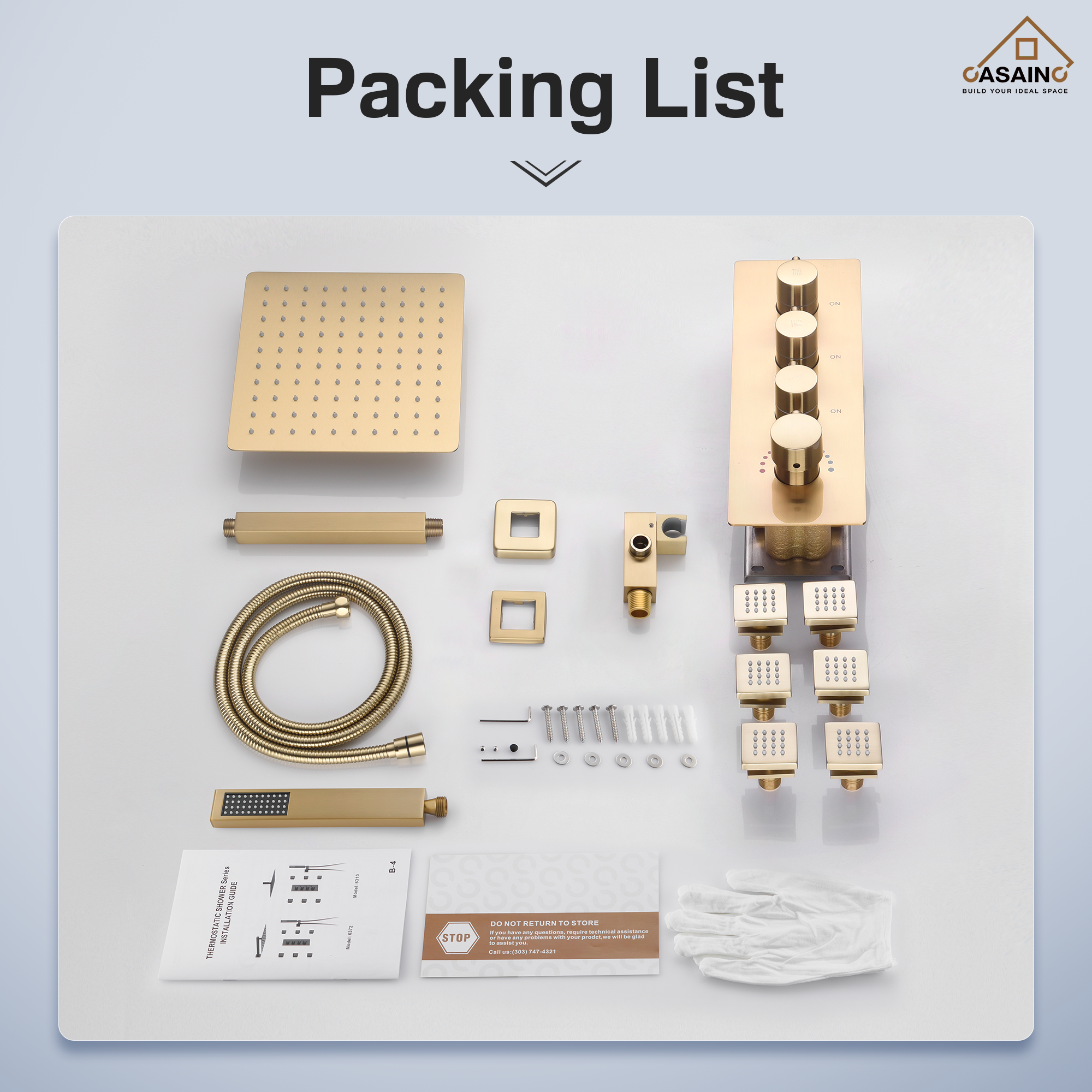 12" Ceiling Mount Rain Shower System with Handheld and Body Jets