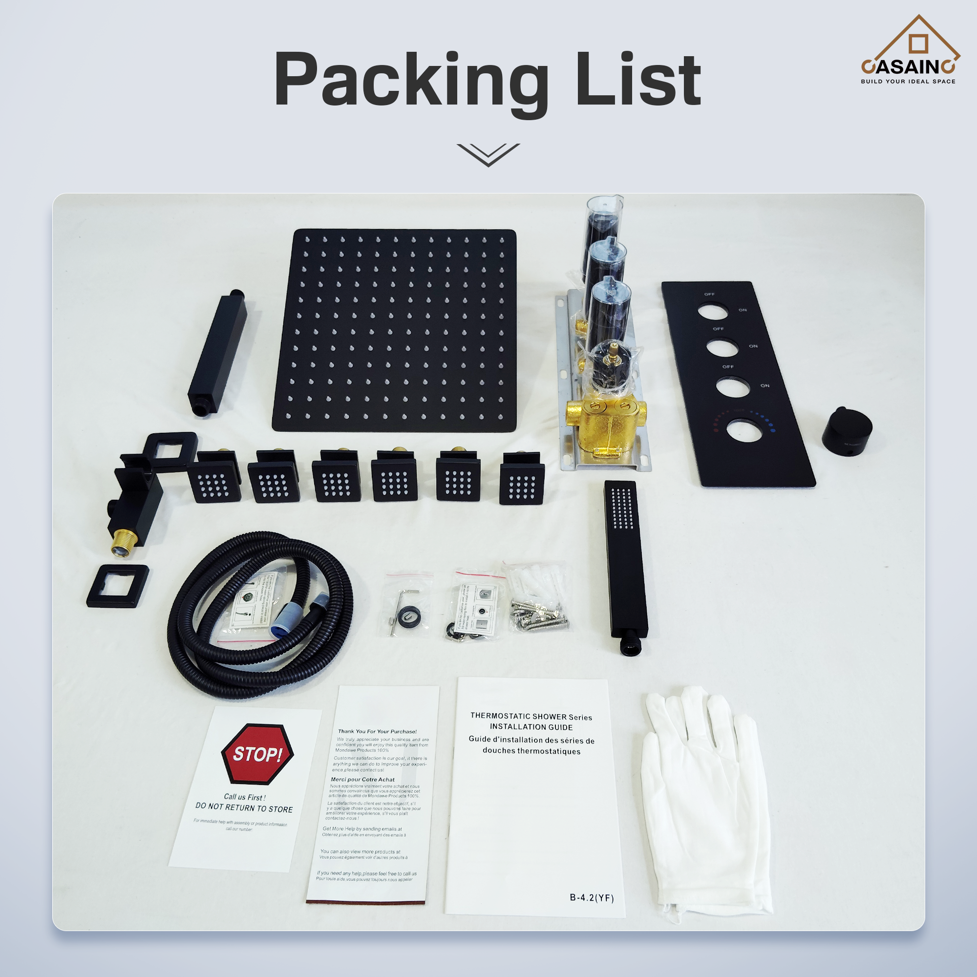 12" Ceiling Mount Rain Shower System with Handheld and Body Jets