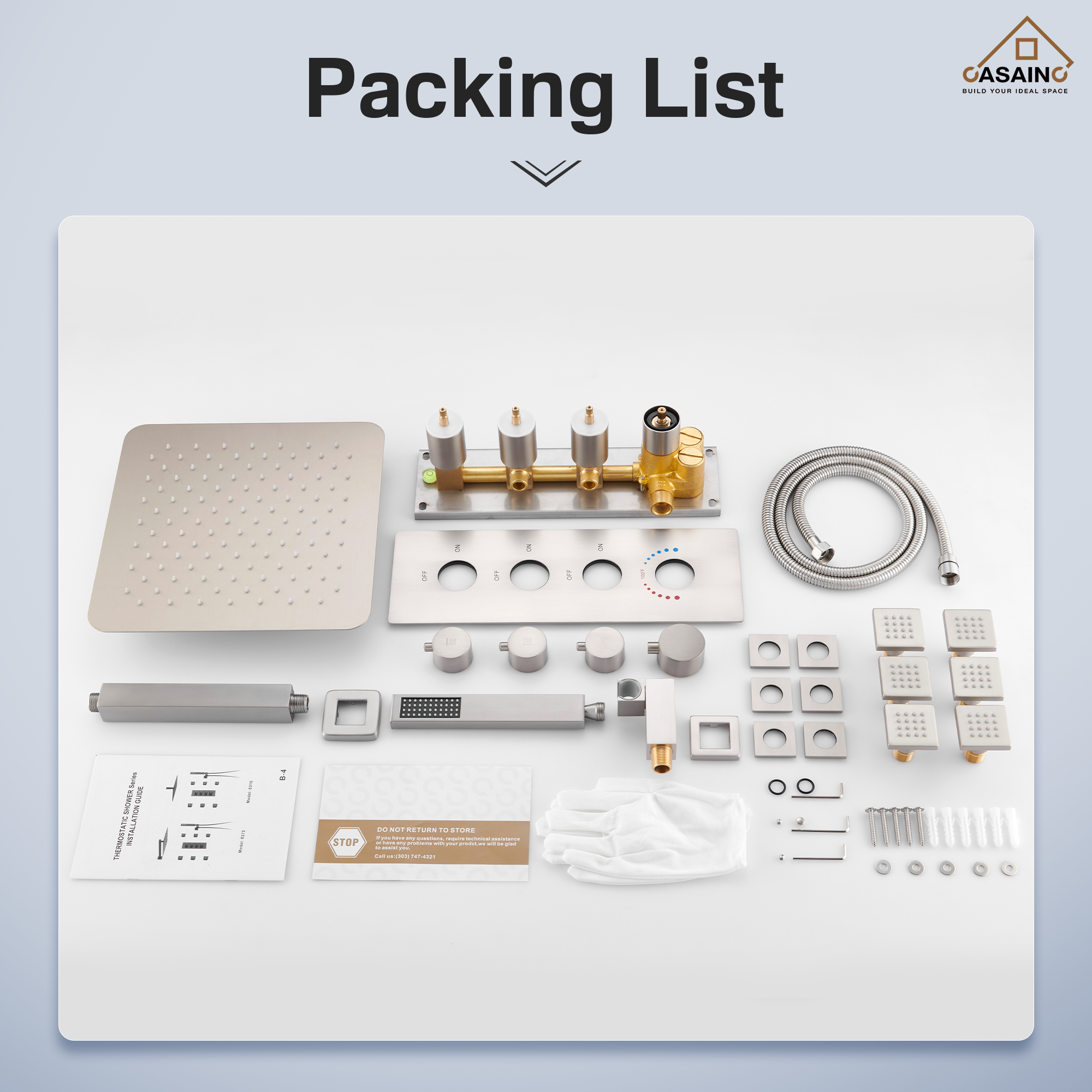 12" Ceiling Mount Rain Shower System with Handheld and Body Jets