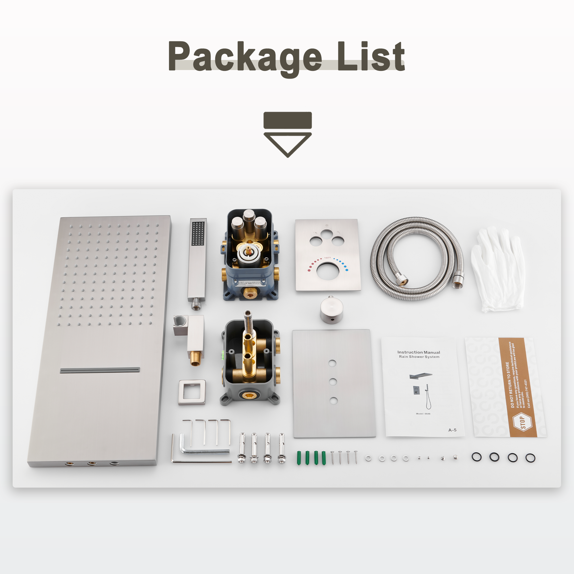 22" Thermostatic Shower System with Rainfall and Waterfall Shower Head