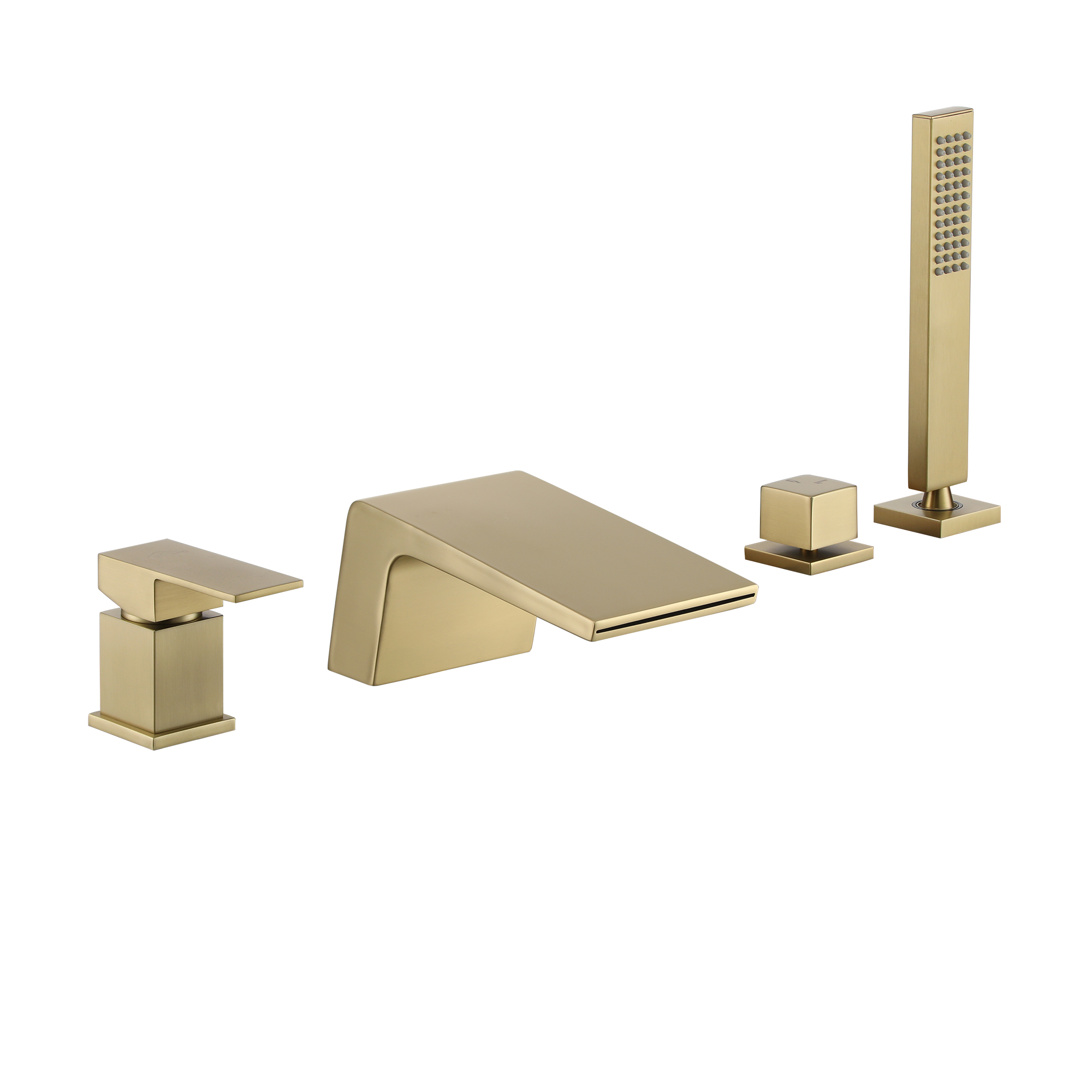 Deck-Mounted Single-Handle Roman Tub Faucet with Hand Shower