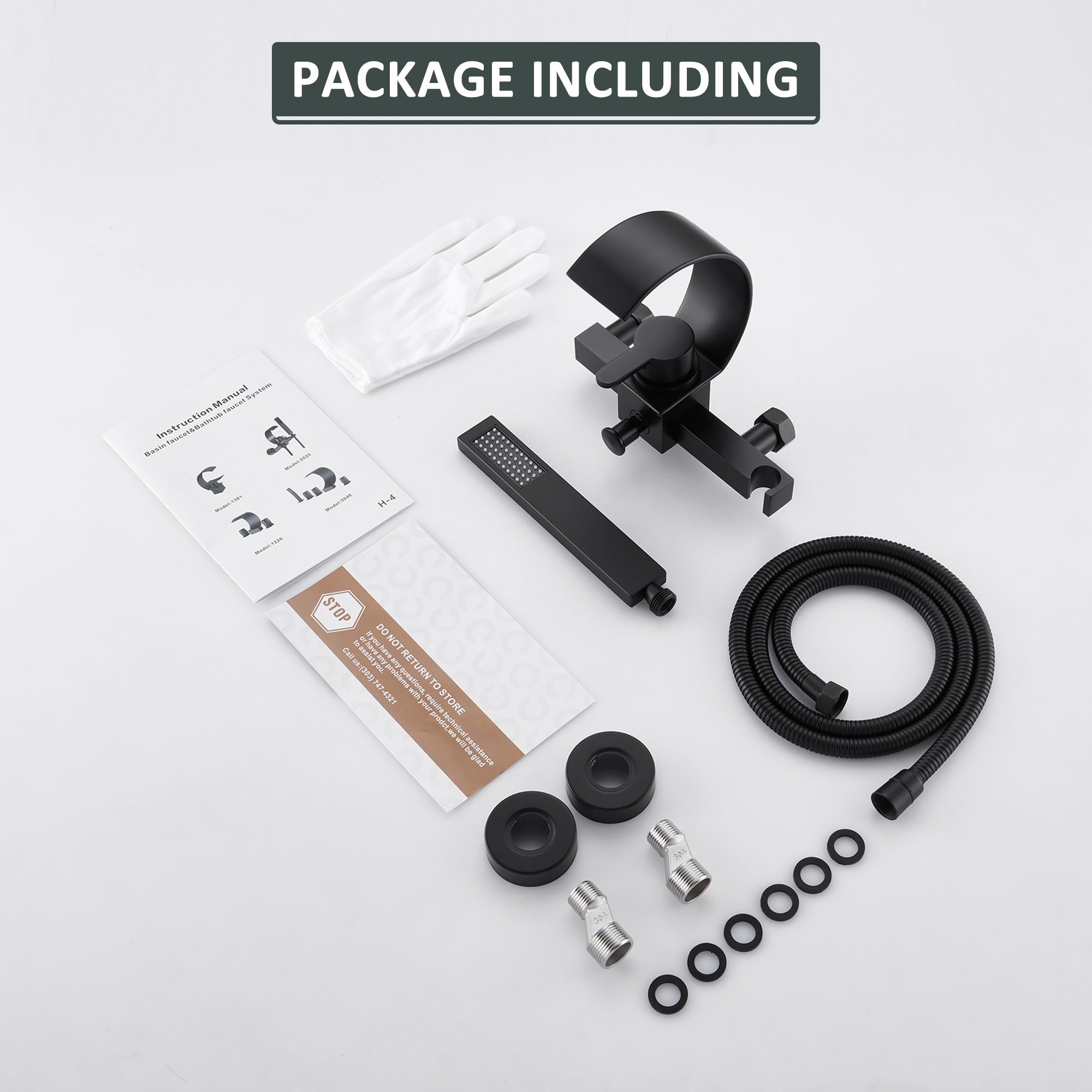 Wall-Mounted Brass Waterfall Tub Filler with Handheld Shower