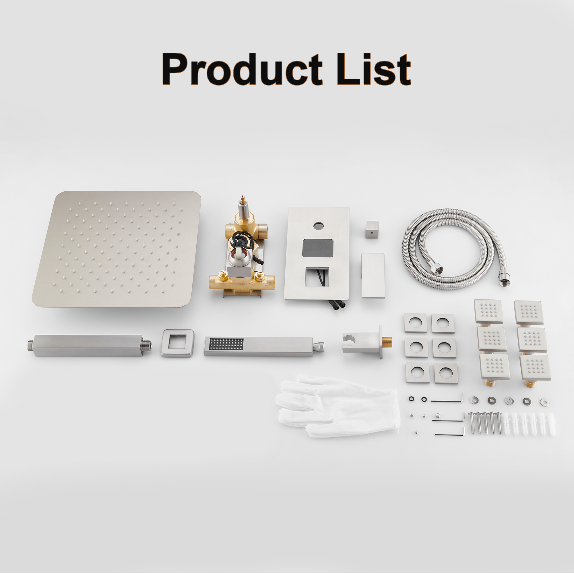 12" Ceiling-Mounted Shower System with Digital Display & 6 Body Jets