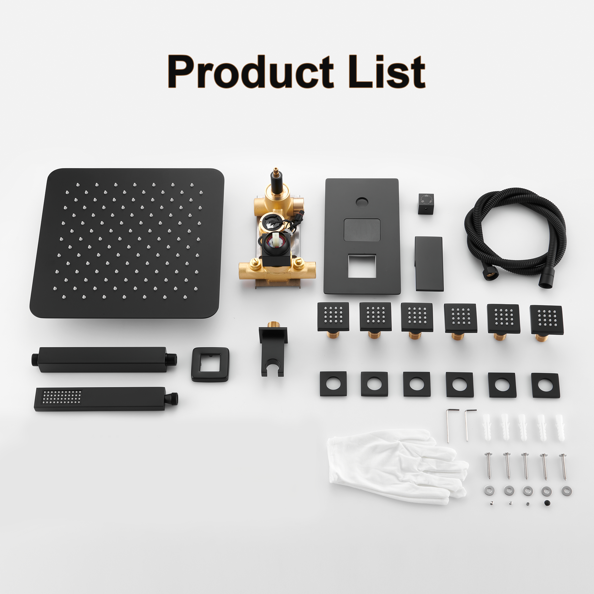 12" Ceiling-Mounted Shower System with Digital Display & 6 Body Jets