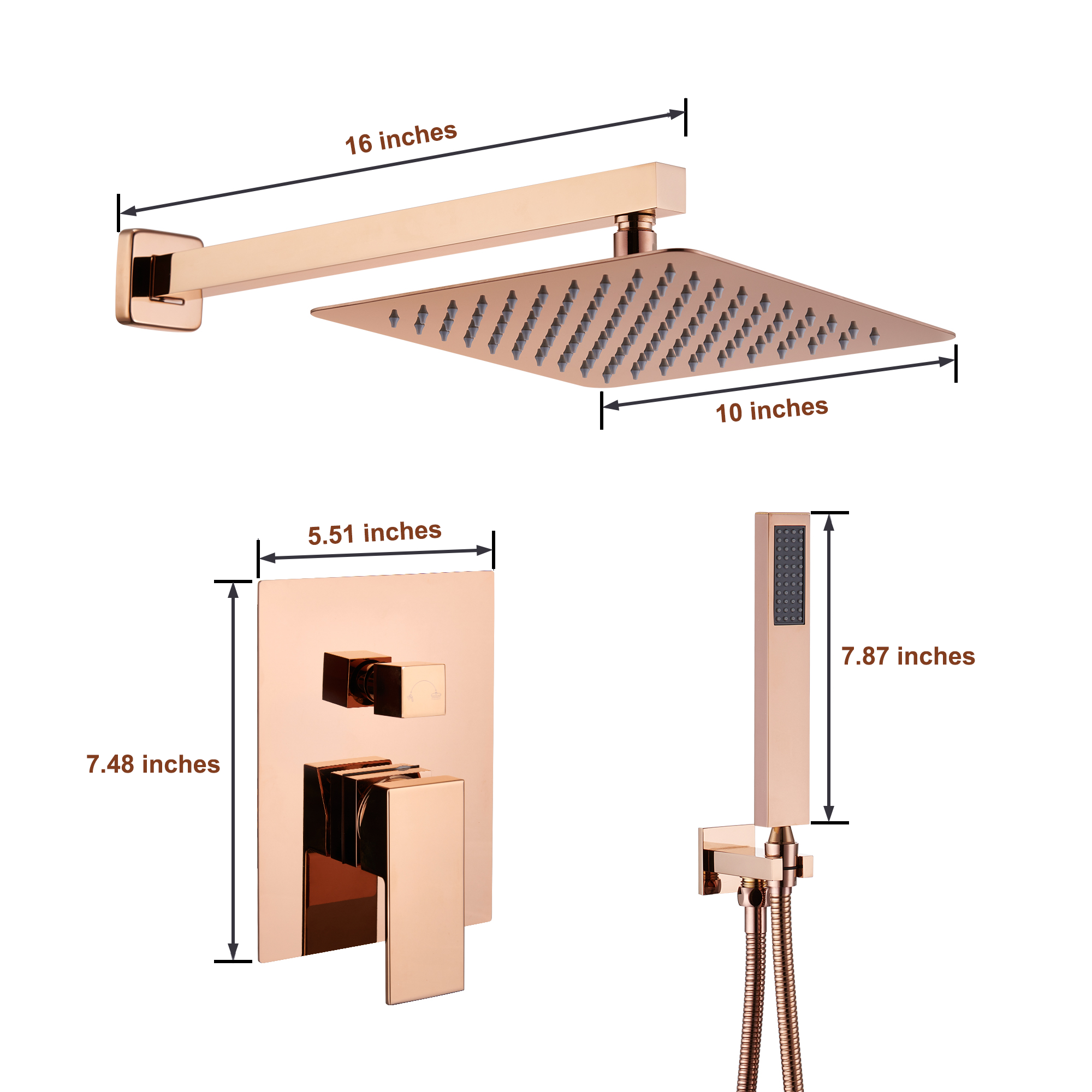 10" 2-Function Wall Mount Shower System with CUPC Certified Valve