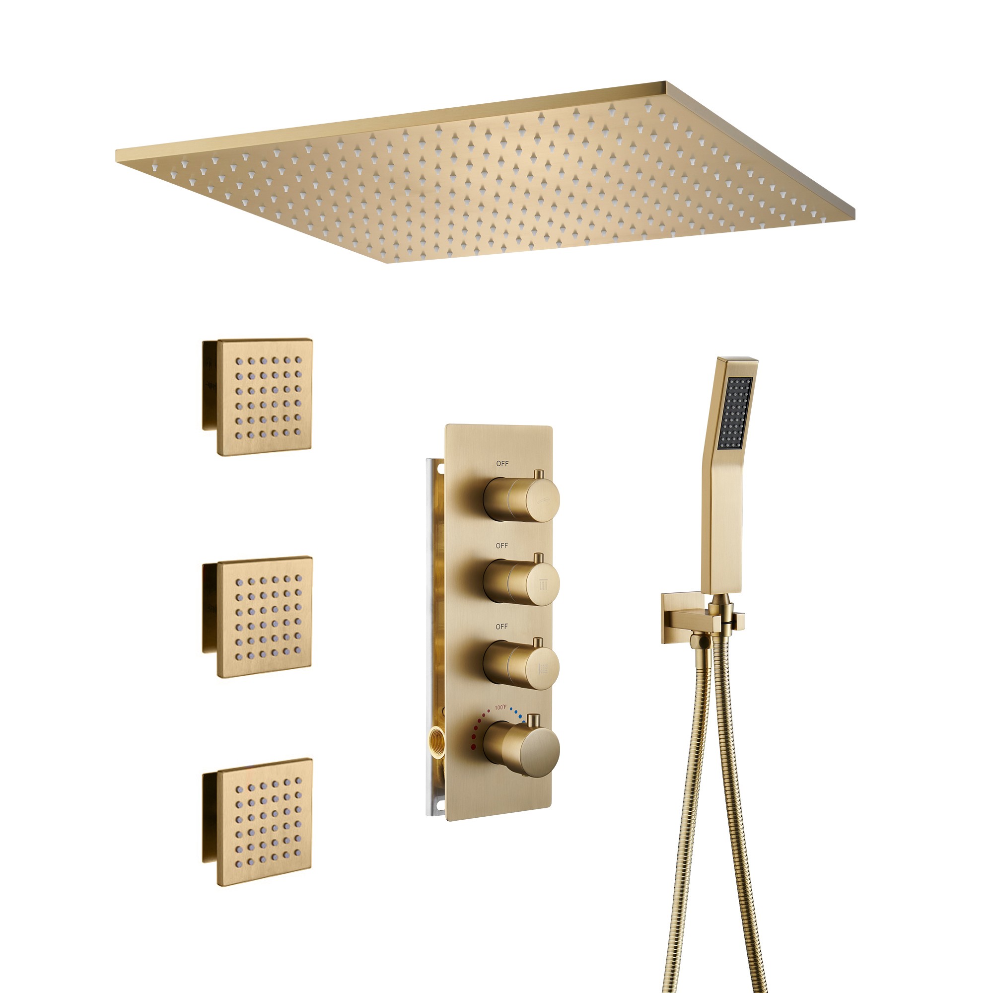 20" Luxury 3-in-1 Shower System with Shower Handheld and Body Jets