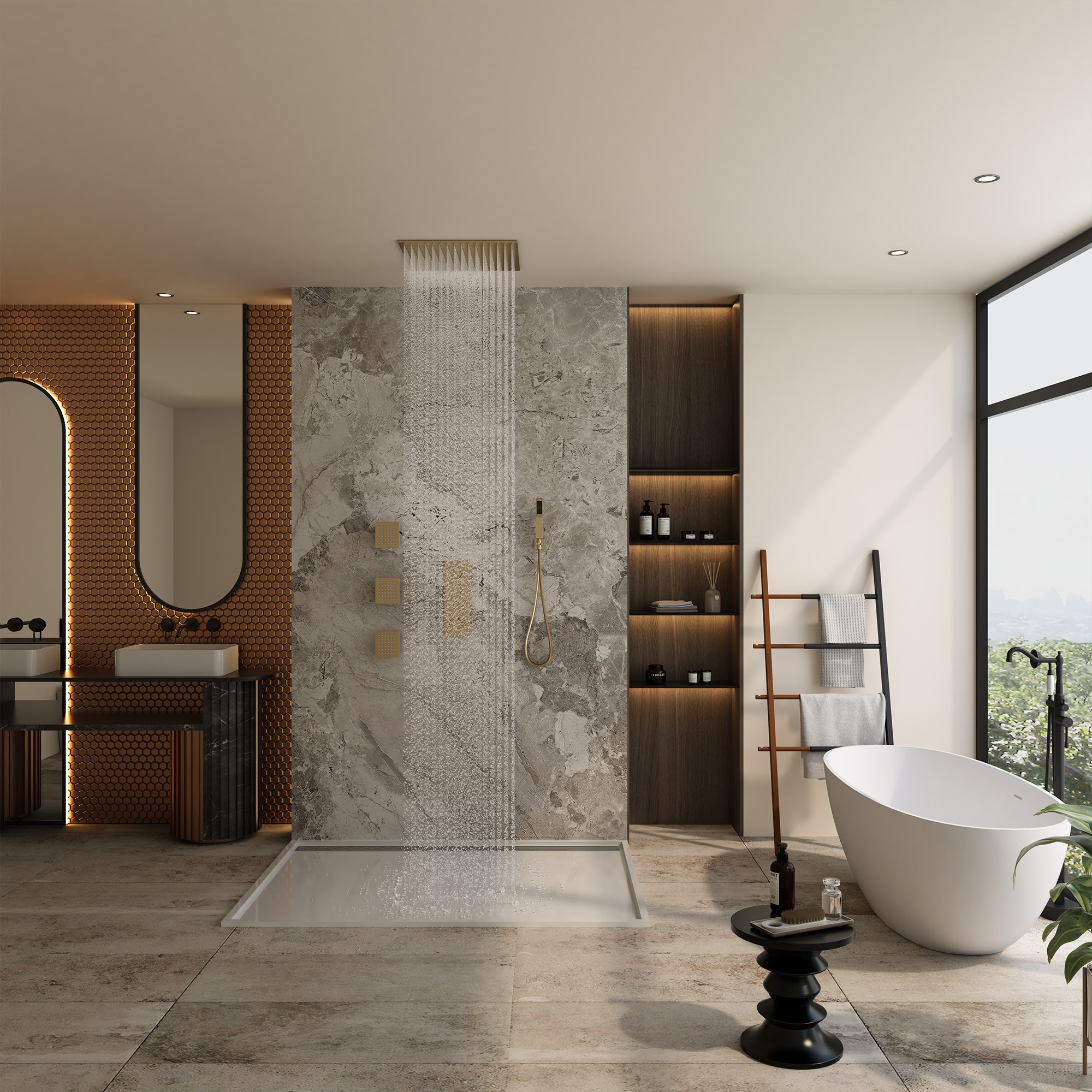 20" Luxury 3-in-1 Shower System with Shower Handheld and Body Jets