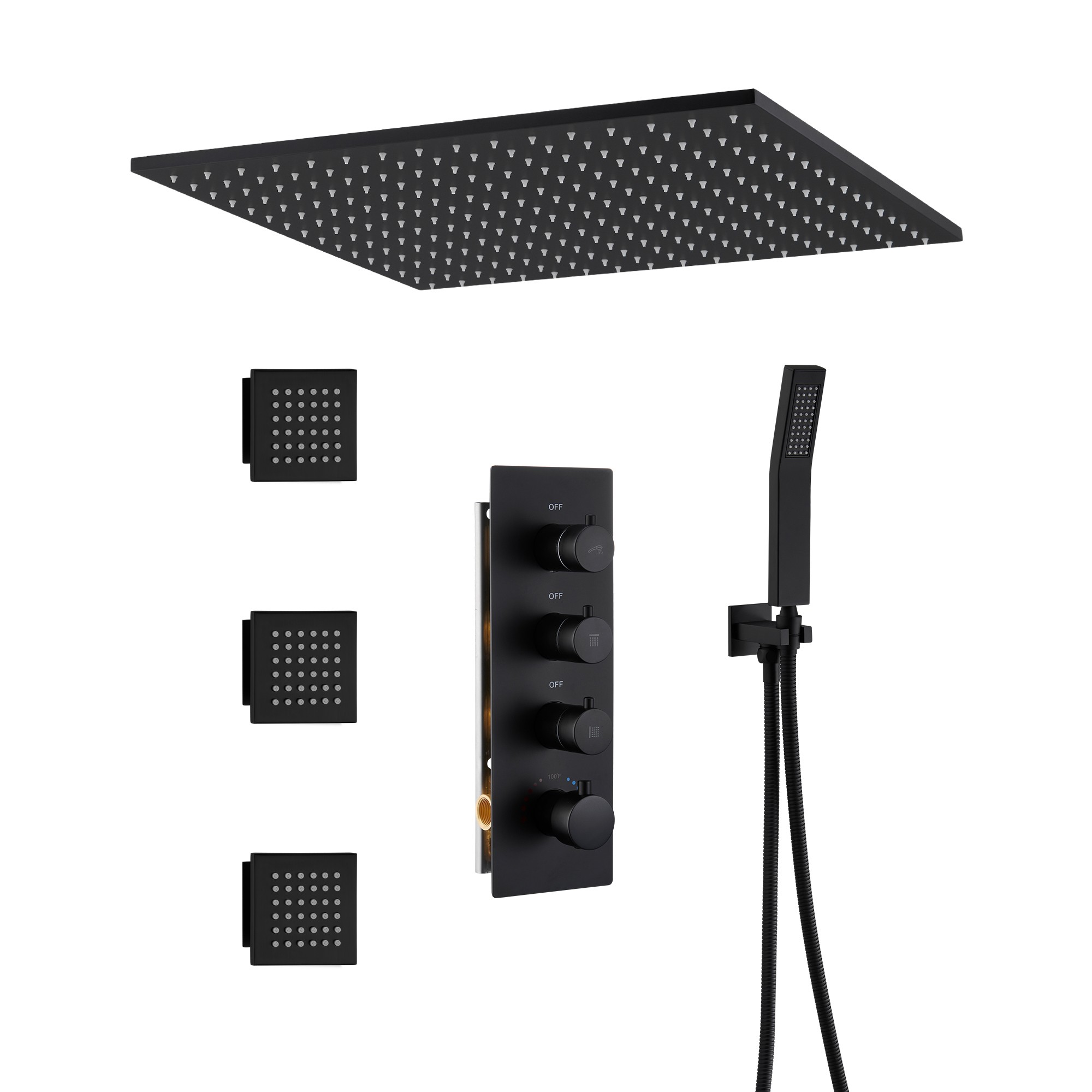 20" Luxury 3-in-1 Shower System with Shower Handheld and Body Jets