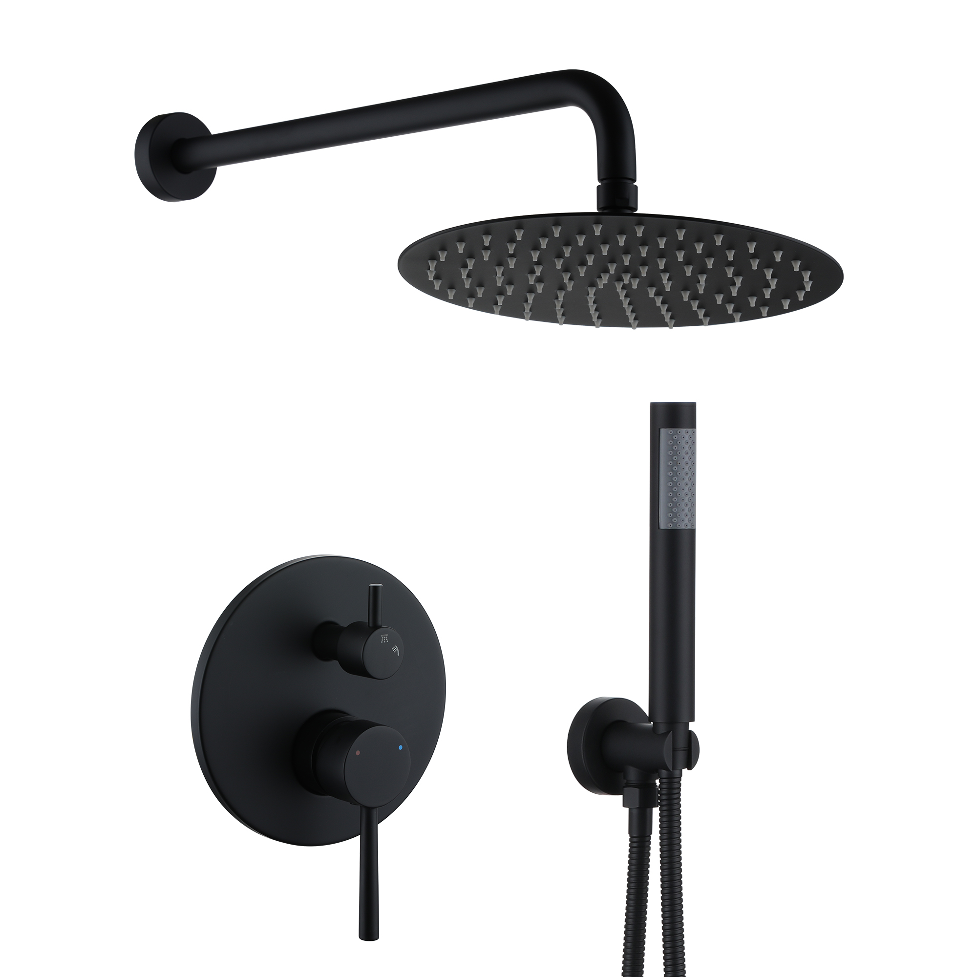 10" Matte Black Rain Shower System with Hand Shower