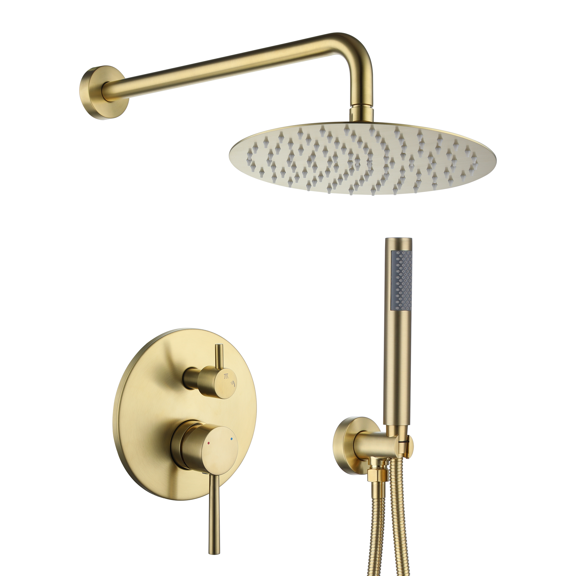 10" Round Wall-Mounted Rain Shower System with Hand Shower