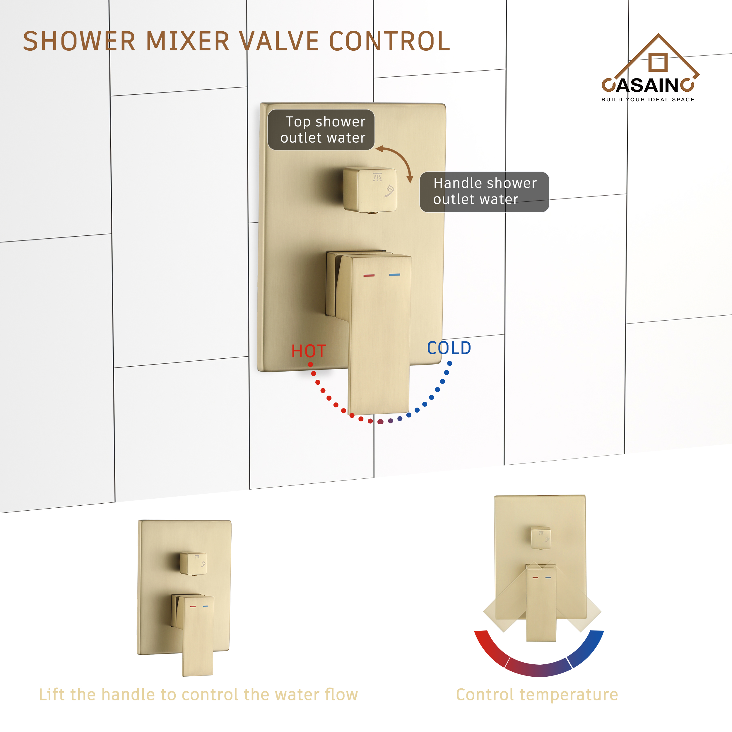 10" Brushed Gold Shower System with Hand Shower