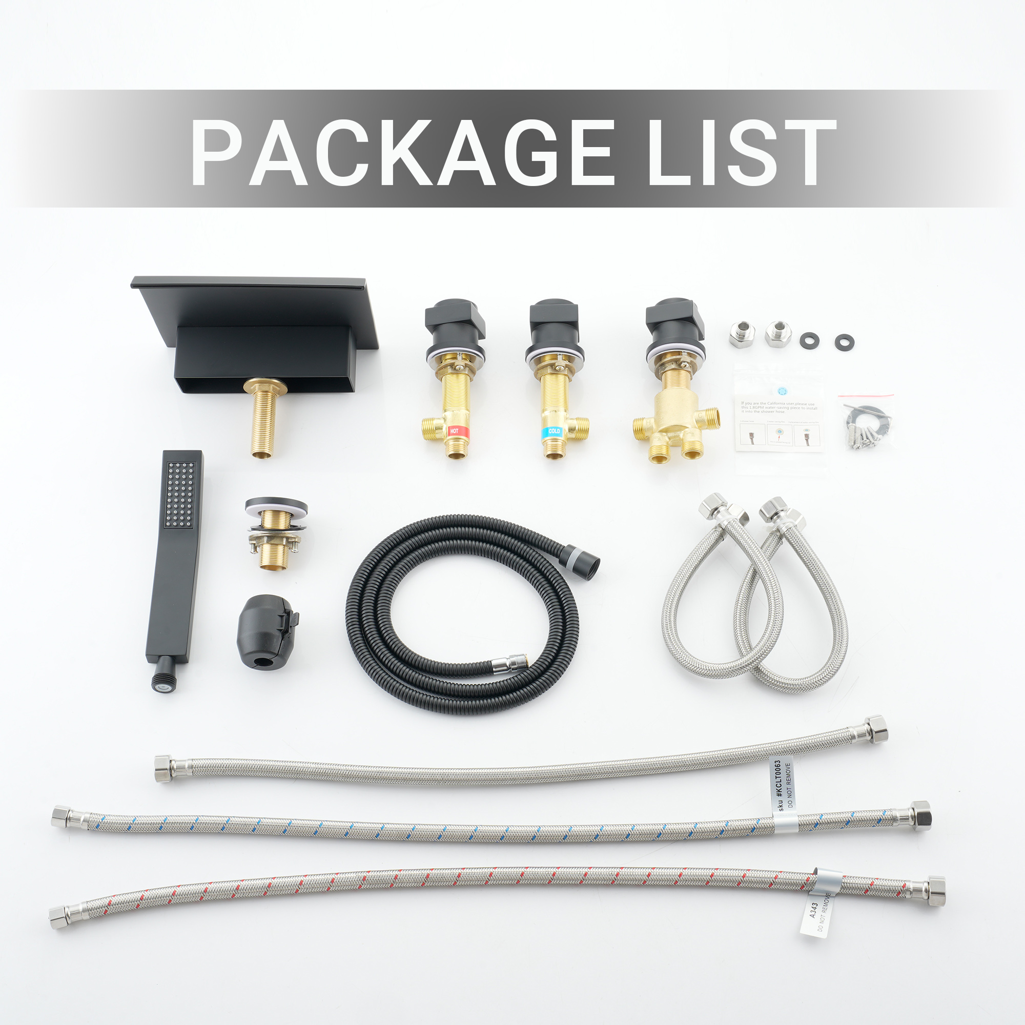 3-Handle 5 Holes Deck-Mounted Bathtub Faucet with Handheld Shower