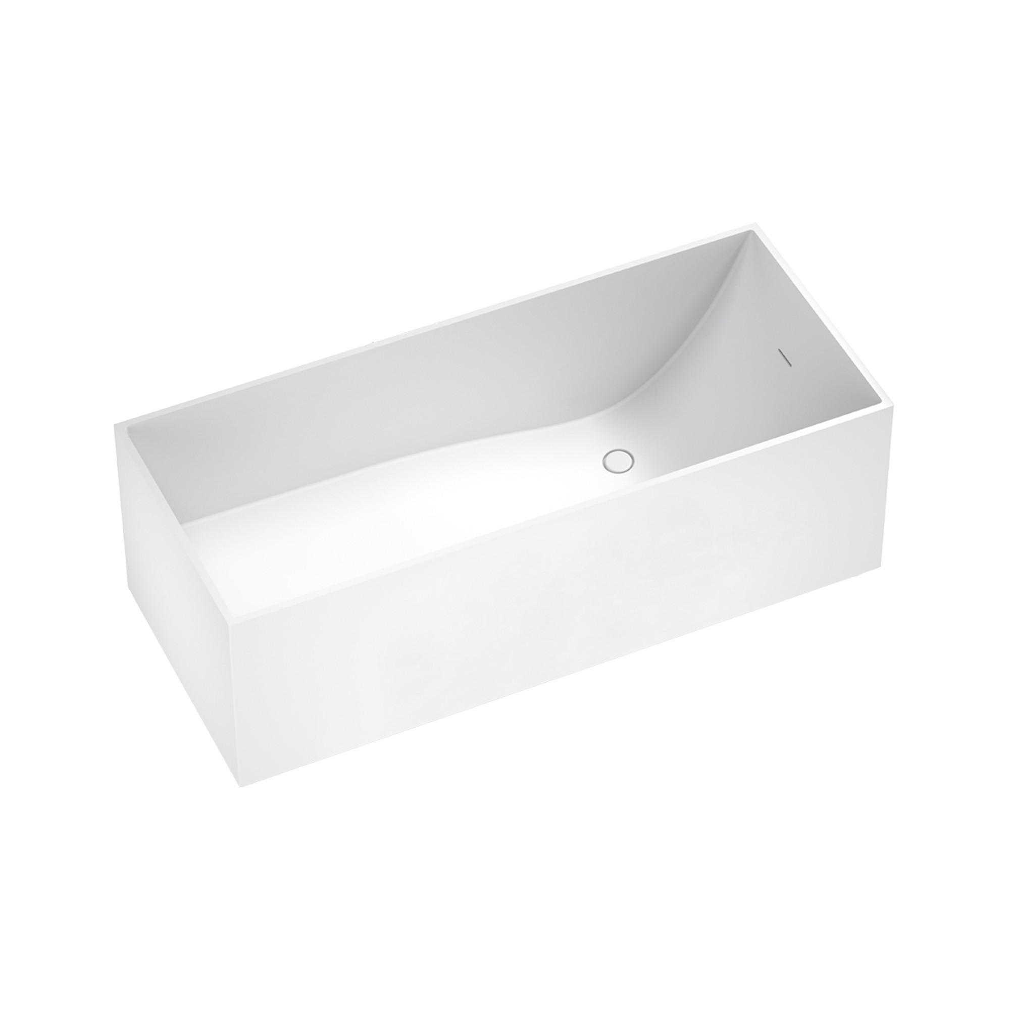 67" Freestanding Solid Surface Bathtub with Slide-Like Curved Interior