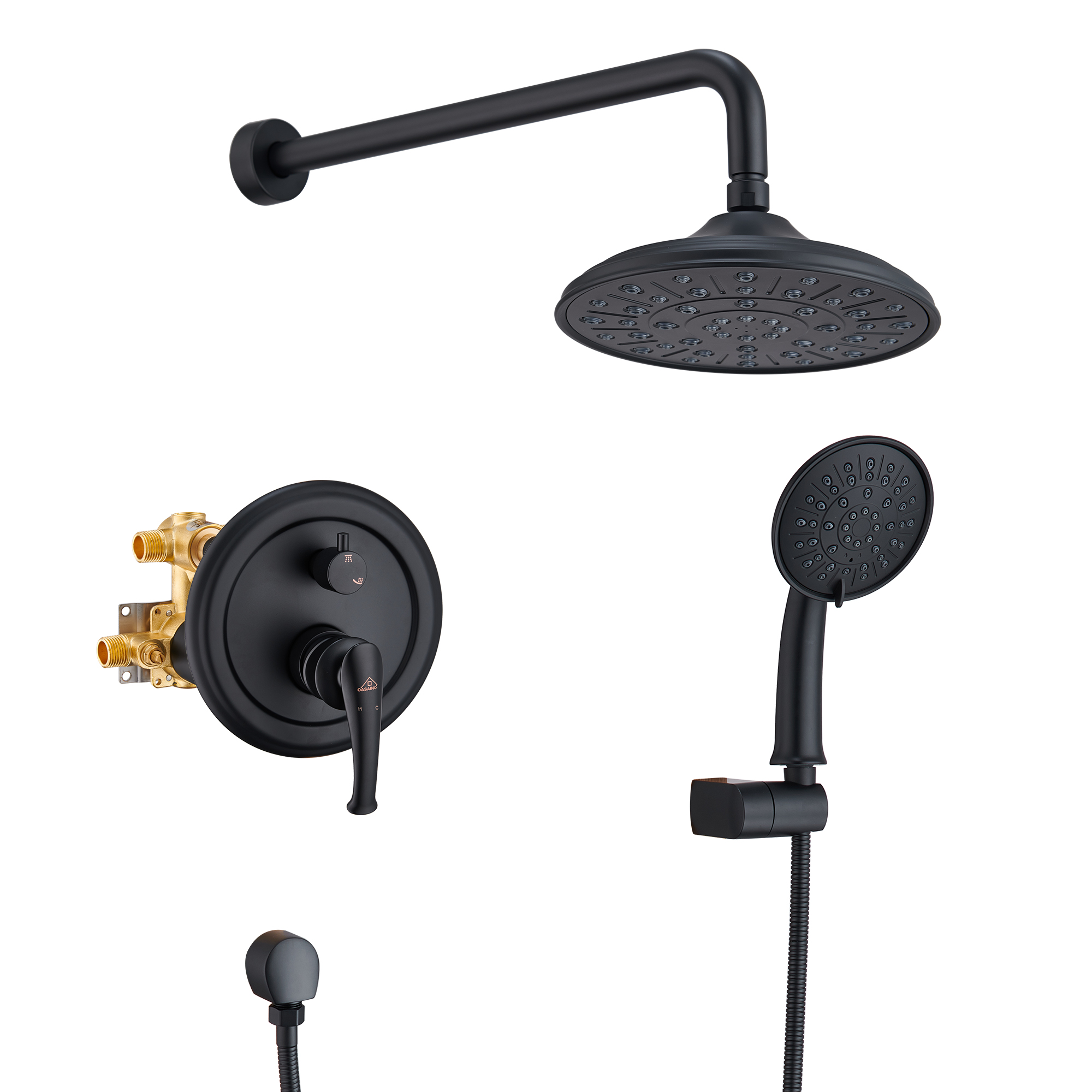 8.3" Wall-mounted Rain Shower System with Handheld & Valve Included