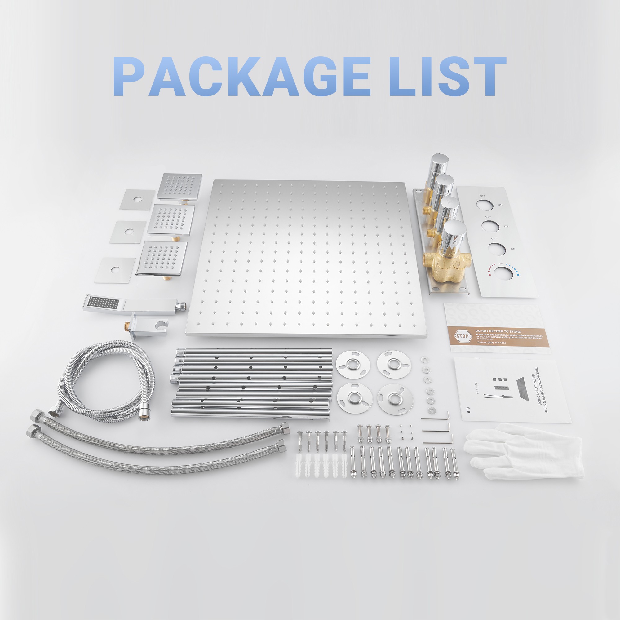 20" Luxury 3-in-1 Shower System with Shower Handheld and Body Jets