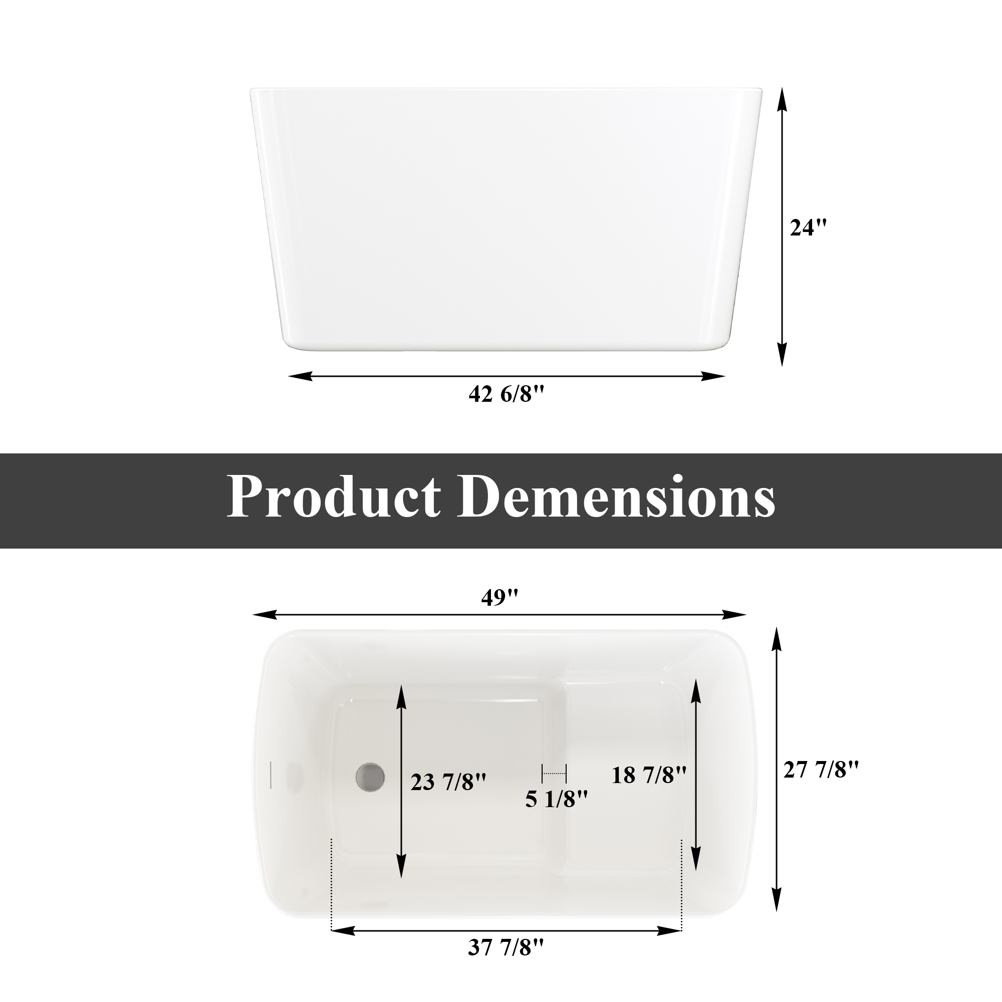 49" Acrylic Freestanding Japanese Soaking Bathtub with Sit-In Design - Glendale