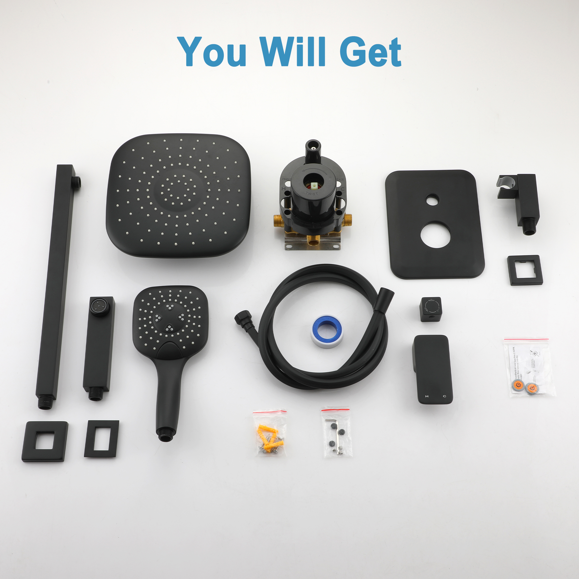 9-inch 3-Way Wall-Mounted Shower System with Tub Spout