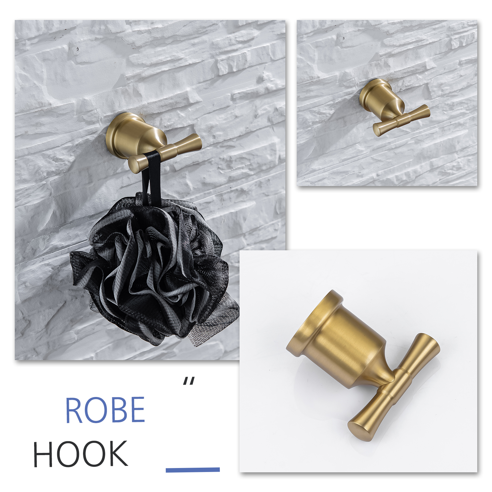 3-Piece Bathroom Hardware Set in Brushed Gold