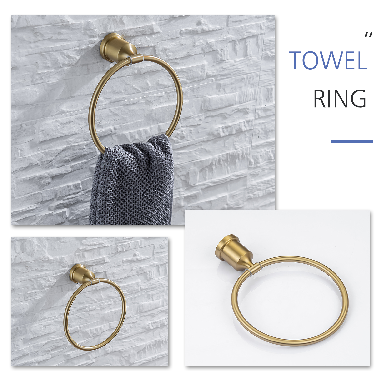 3-Piece Bathroom Hardware Set in Brushed Gold