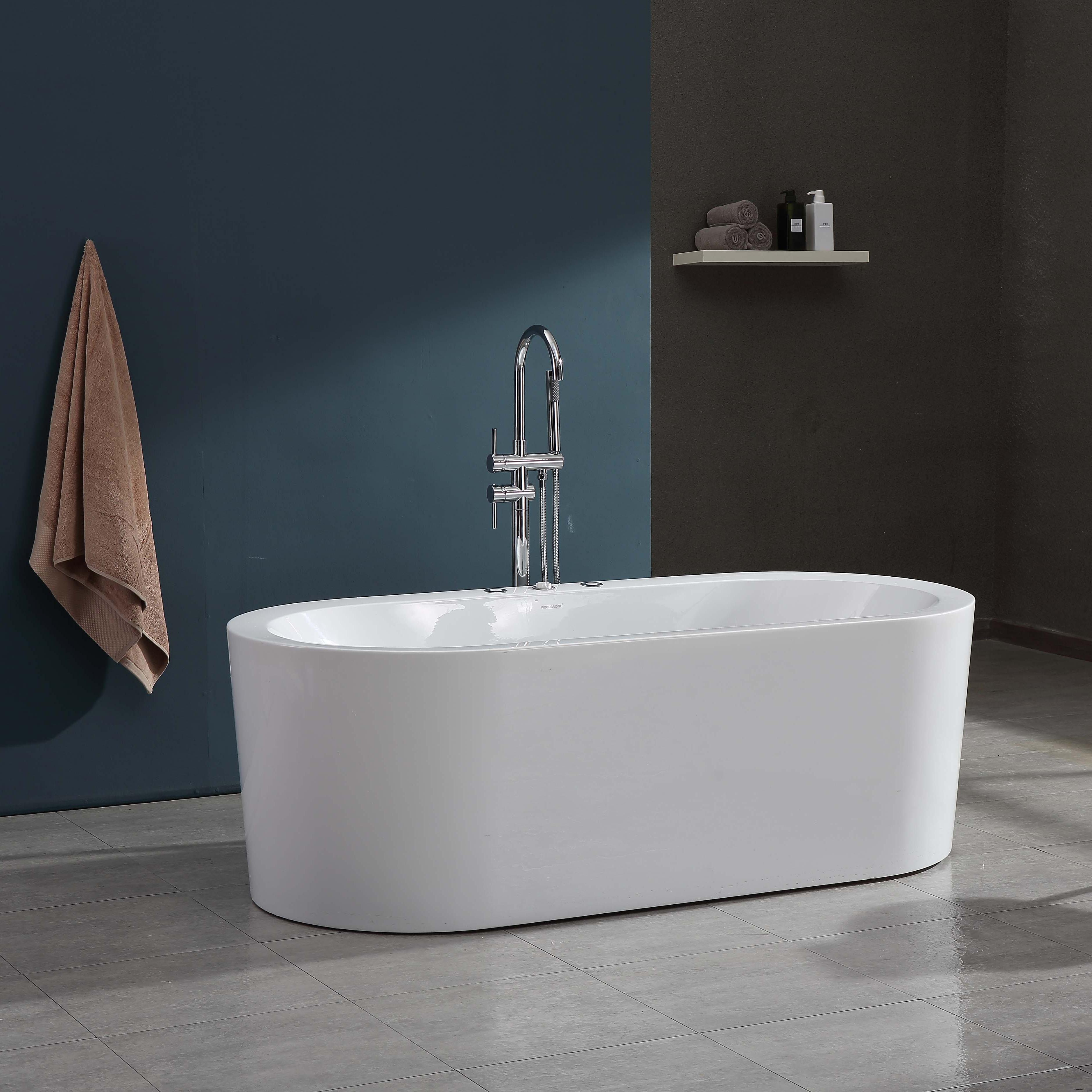 67" Luxury Freestanding Oval Massage Bathtub with Dual Jet Therapy & Chromotherapy Lighting