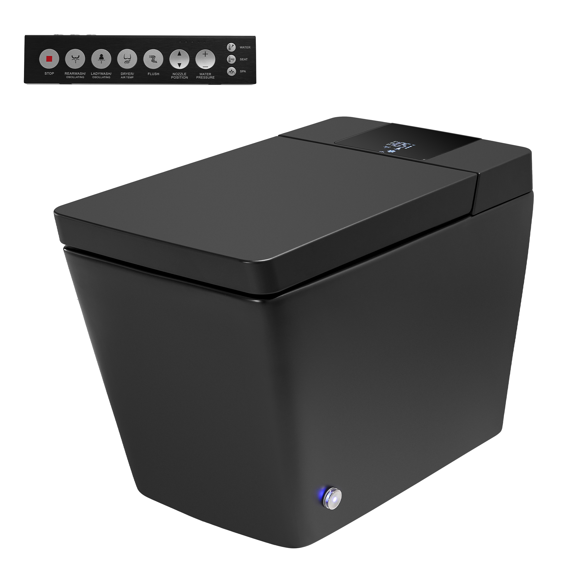 Square Smart Bidet Toilet with Heated Seat and Radar Sensor Lid