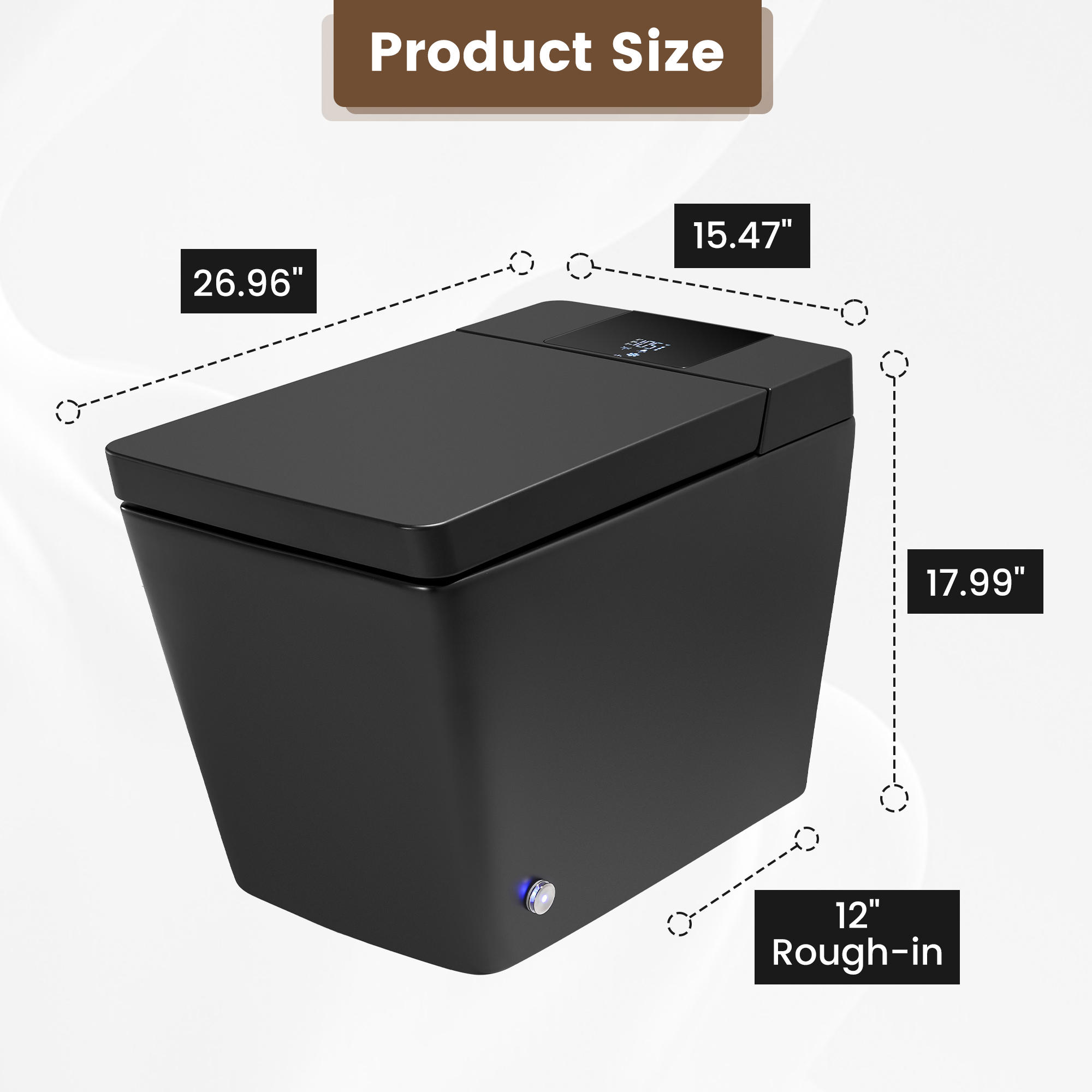 Square Smart Bidet Toilet with Heated Seat and Radar Sensor Lid