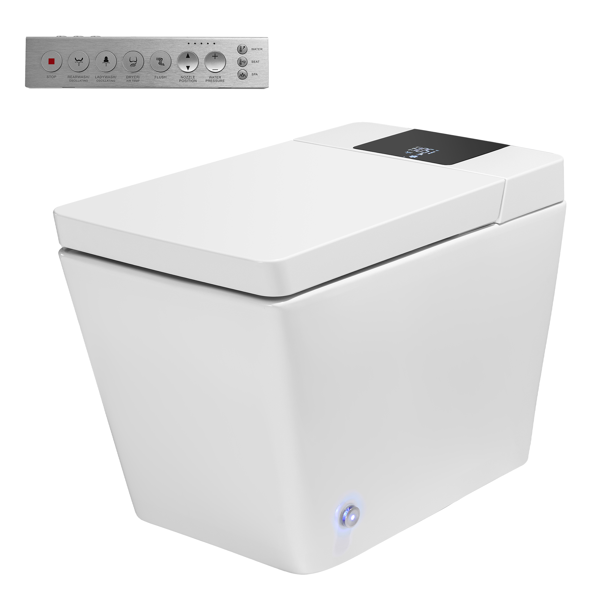Square Smart Bidet Toilet with Heated Seat and Radar Sensor Lid