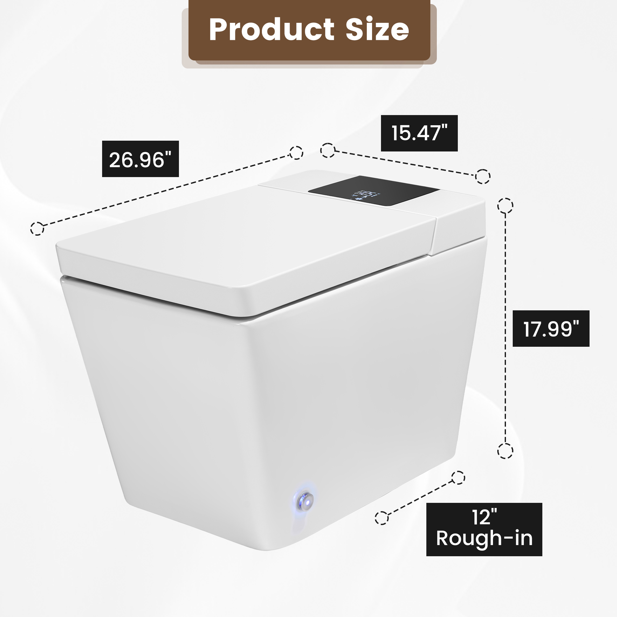 Square Smart Bidet Toilet with Heated Seat and Radar Sensor Lid