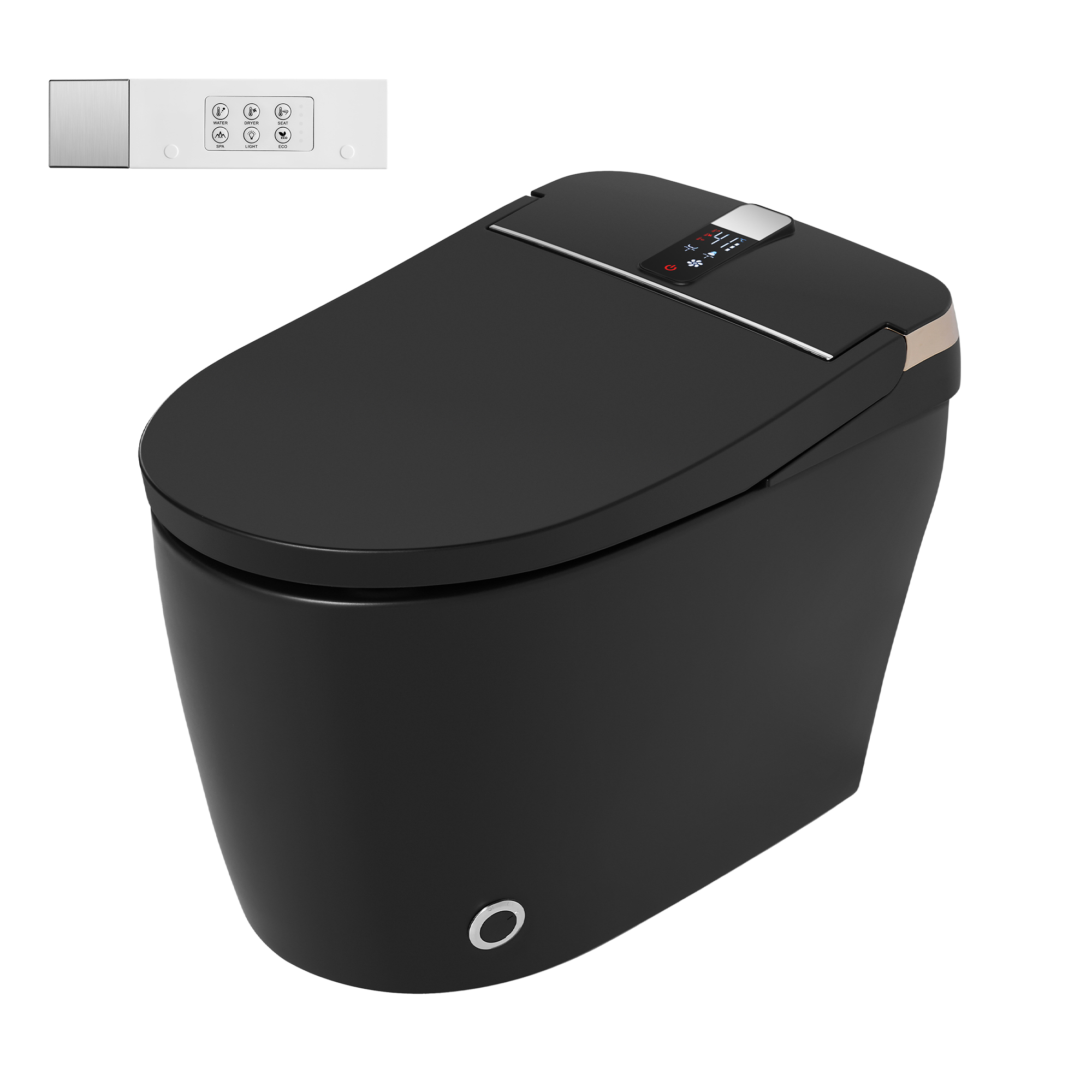 Luxe Smart Bidet Toilet with Built-in Deodorizer and LED Display, White, Black & Grey