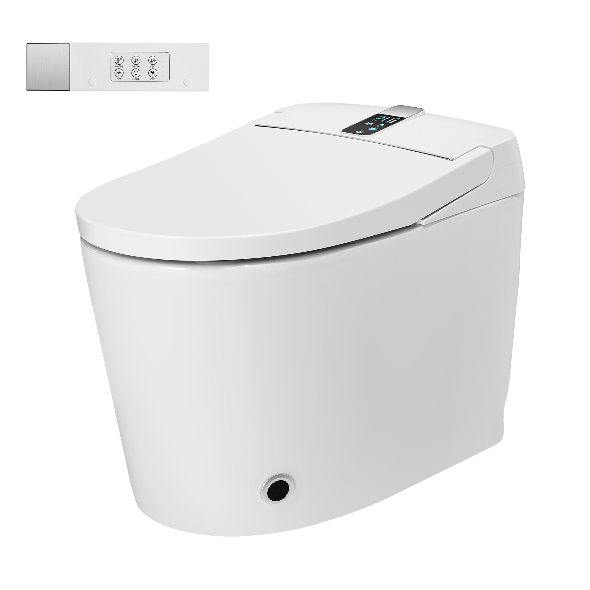 Luxe Smart Bidet Toilet with Built-in Deodorizer and LED Display, White, Black & Grey