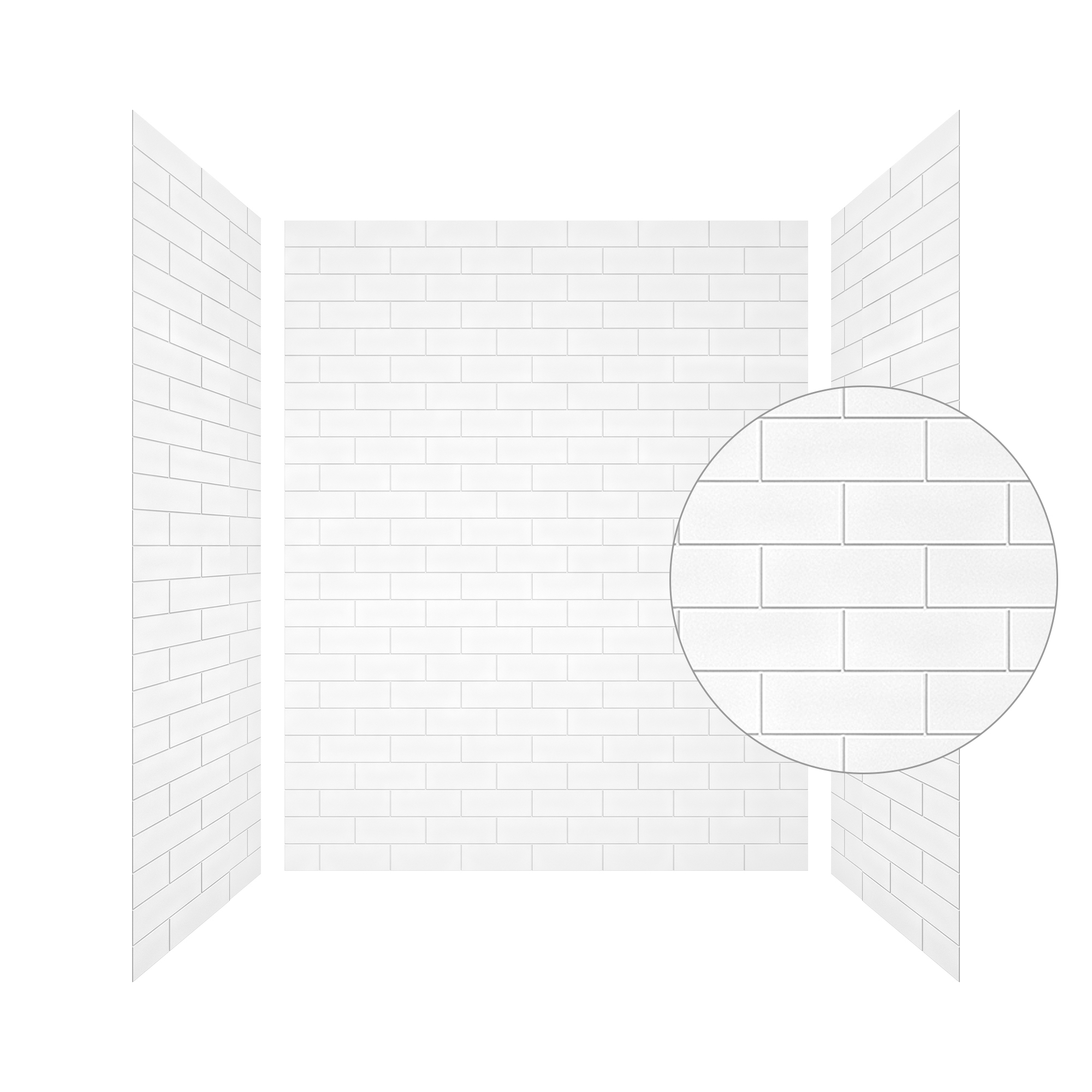 White SMC 3-Piece Glue Up Alcove Shower Wall Surround