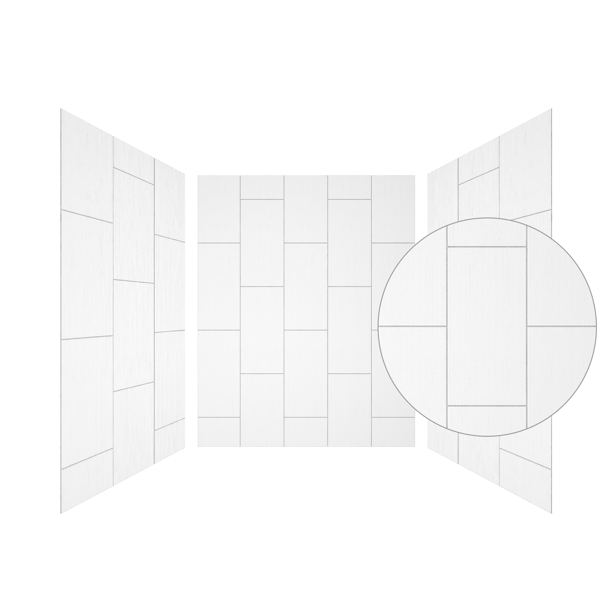 White SMC 3-Piece Glue Up Alcove Shower Wall Surround
