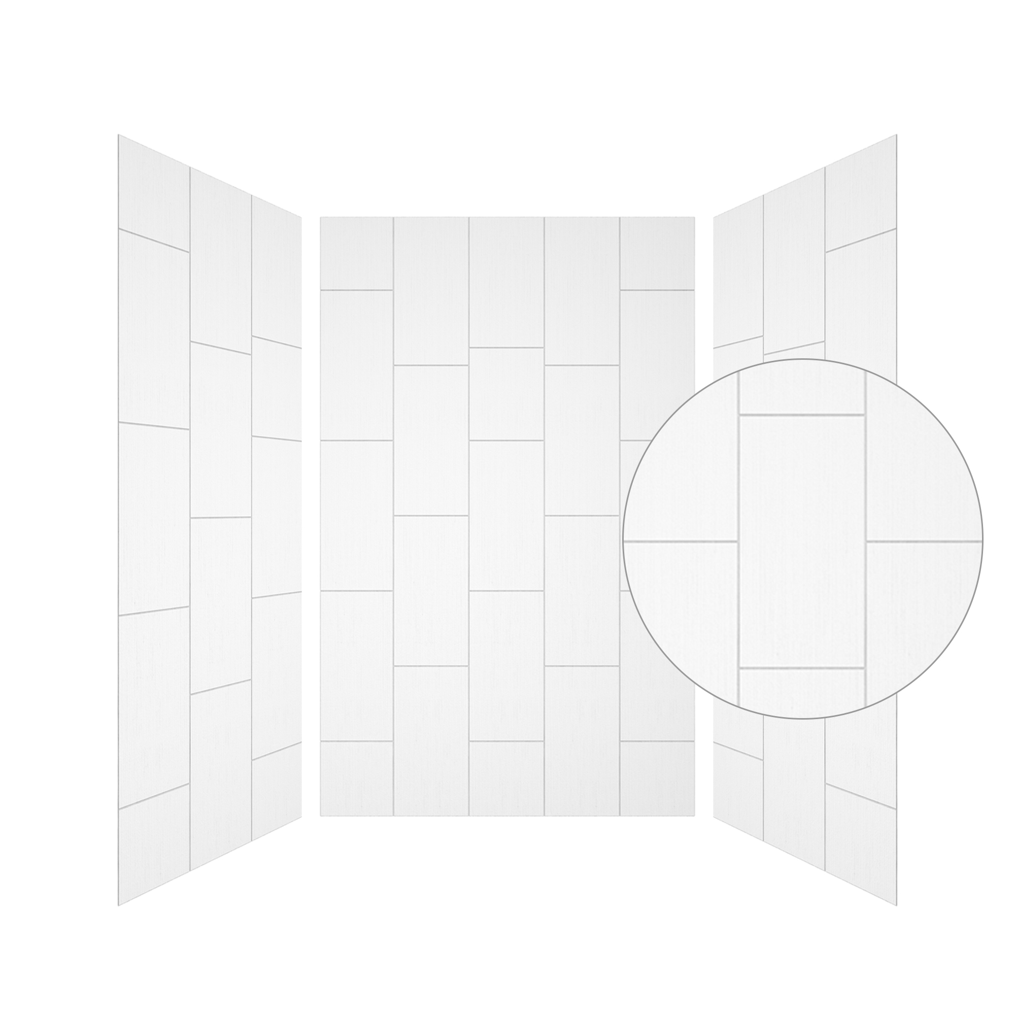 White SMC 3-Piece Glue Up Alcove Shower Wall Surround