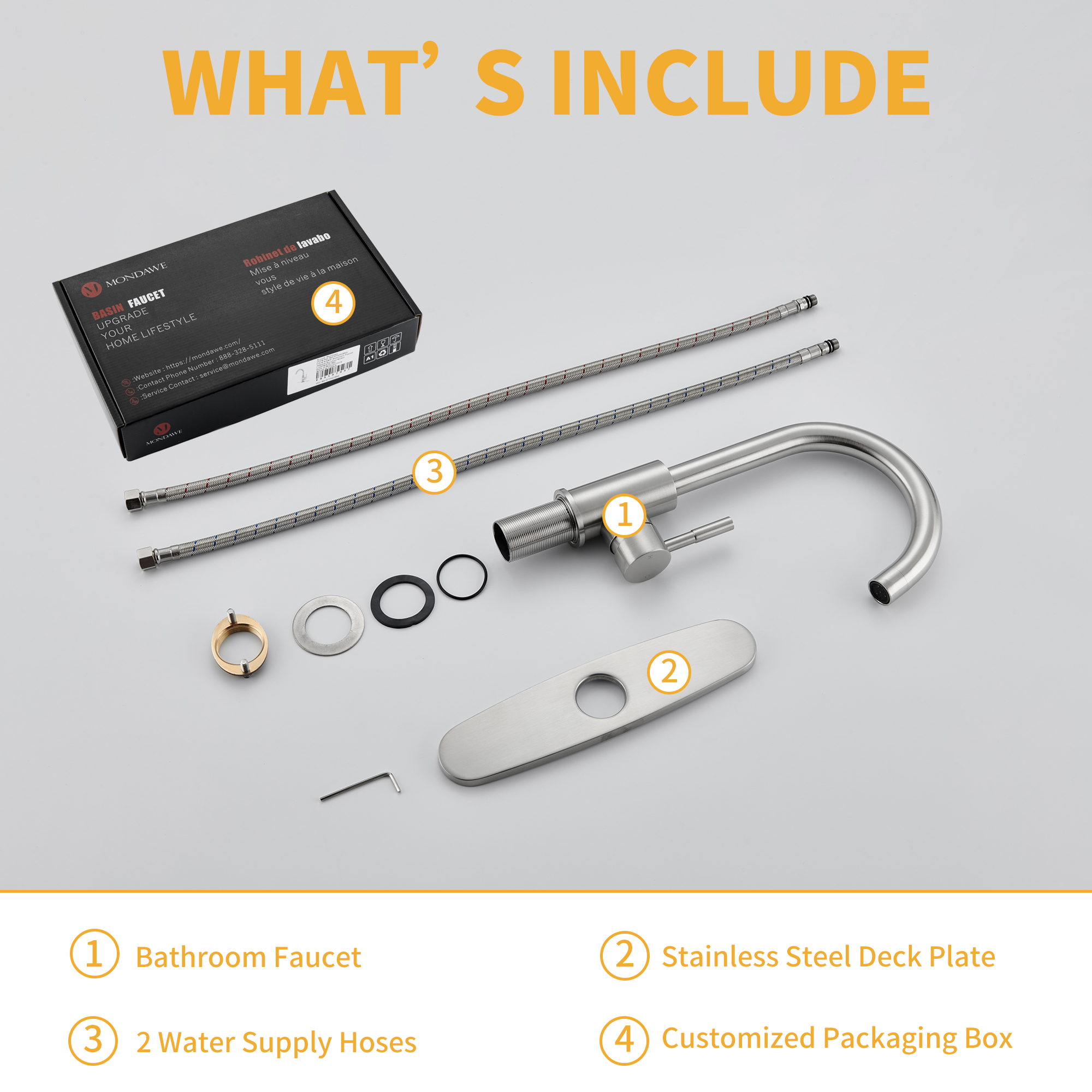 1-Hole/3-Hole Single Handle Bathroom Vanity Faucet with Deck Plate