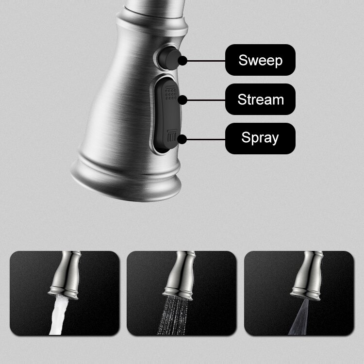 Pull Down Kitchen Faucet 360 Degree Swivel with 3 Spray Modes