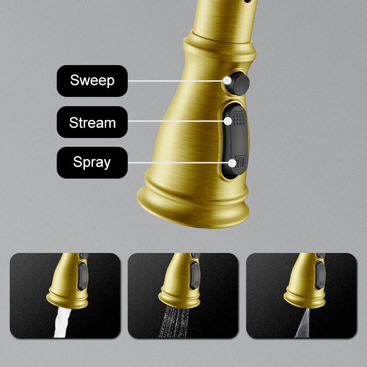 Pull Down Kitchen Faucet 360 Degree Swivel with 3 Spray Modes